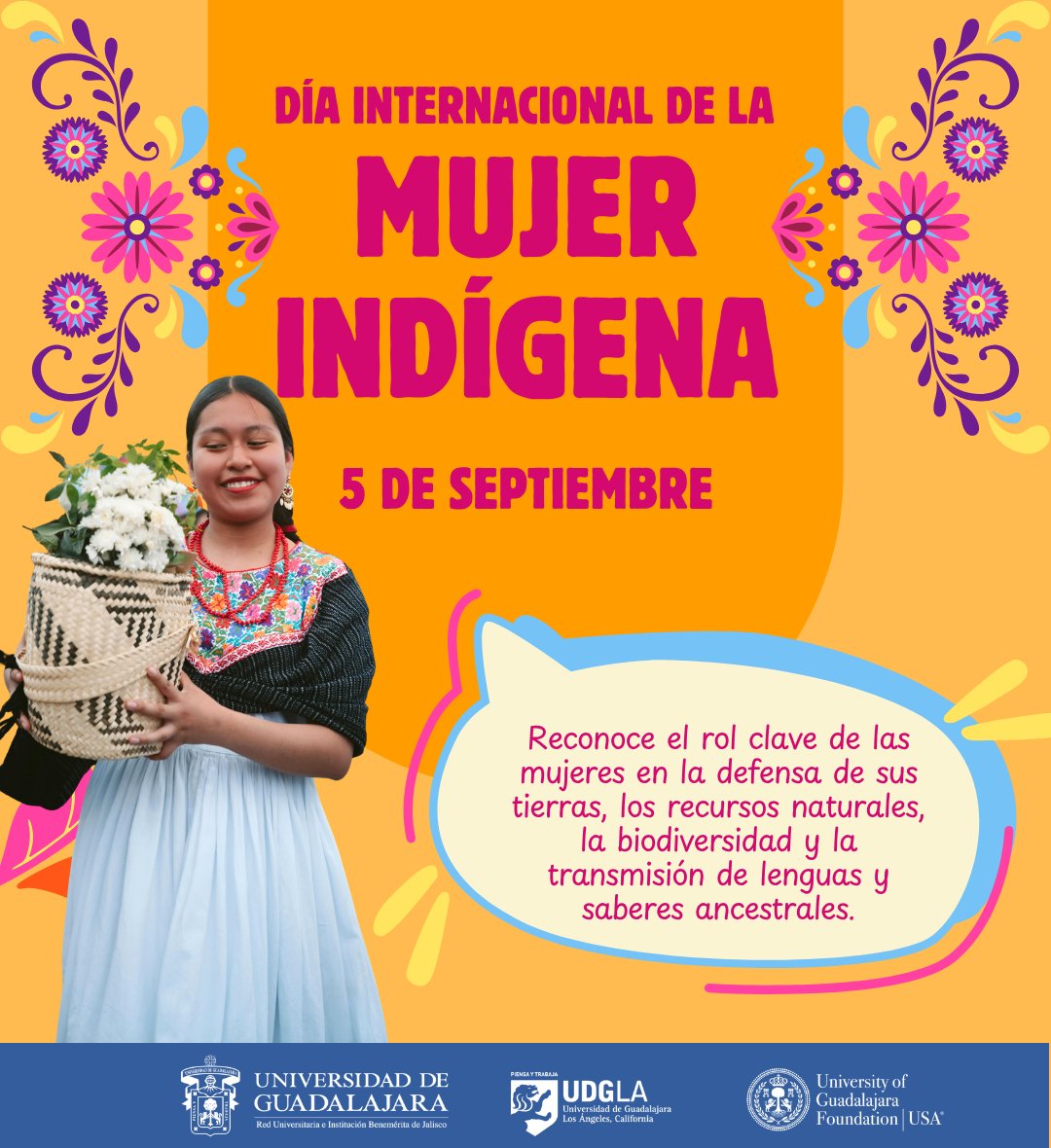 UDGFoundUSA's tweet photo. En el Día Internacional de la Mujer Indígena, reconocemos su rol vital en la defensa del territorio, la biodiversidad y la preservación de sus lenguas y saberes ancestrales. 📜🌱

Honor y respeto a su lucha y legado. 🤍 https://t.co/iw2BuAF742