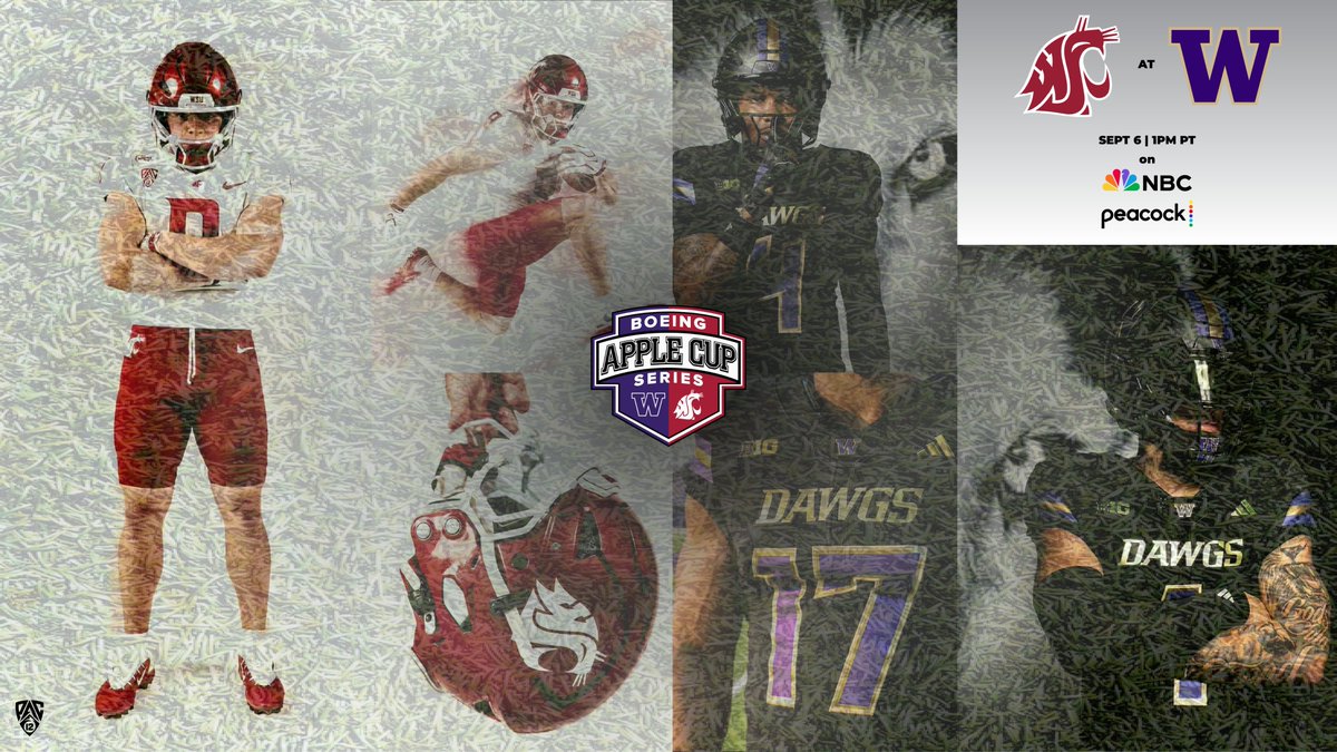 pac12confnews's tweet photo. 7 teams have taken the field. One game remains. 👀

The first-ever Pac-12 Week 1 Power Rankings are almost here.

But first… 🏆🏈

Washington State vs. No. 17 Washington — tomorrow.

Who will win the 118th Apple Cup?

Tune in!

#BackThePack https://t.co/hyRBp63f0t