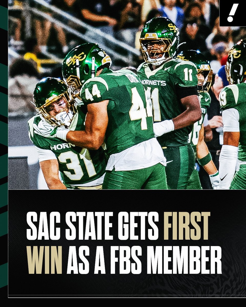 YahooSports's tweet photo. Sacramento State takes down Mississippi Valley, 52-0, to get its first win as a member of the FBS 👏 https://t.co/59YMXf1zDg