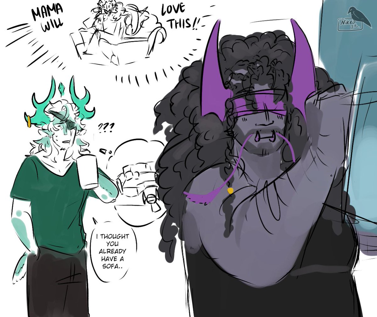 kage_kasai's tweet photo. My friend and i was talking about how banhammer probably have another sofa specifically for windforce whenever she visit him. 
(This conversation happen when i was building banhammer room) 
#phighting https://t.co/59YZRyHagR