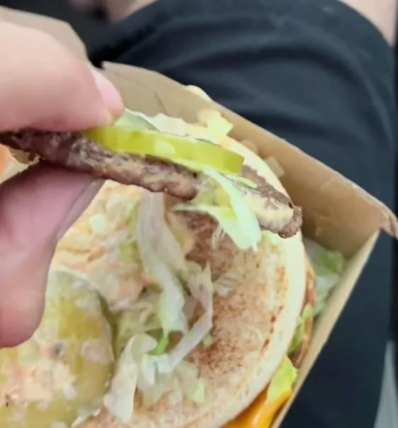 Rainmaker1973's tweet photo. The pickle in McDonald's burgers is now thicker than the patty. https://t.co/1N1ibgQVfE