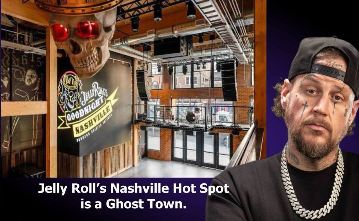 UnmaskTheSys's tweet photo. 🚨JELLY ROLL’S NASHVILLE HOT SPOT IS A GHOST TOWN — HIS FOUR-STORY BAR ON LOWER BROADWAY WAS A HUGE HIT UNTIL HE TOLD HIS FANS TO STOP LISTENING TO HIS MUSIC!

Biggest self-own since Garth Brooks.

Jelly Roll’s Nashville Hot Spot is a Ghost Town.

Share this everywhere so Lower Broadway sees the empty rooms!
