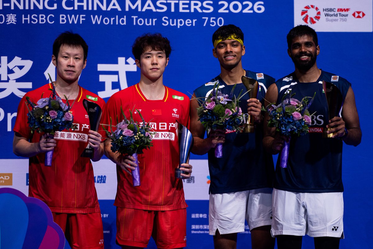 BAI_Media's tweet photo. Freshly minted Men's Doubles Champions #ChinaMasters 💐💐

They made our day, week and month #SatChi 🤩

📸: @badmintonphoto 

#ChinaMasters2026 https://t.co/Ht1qkqwZLK