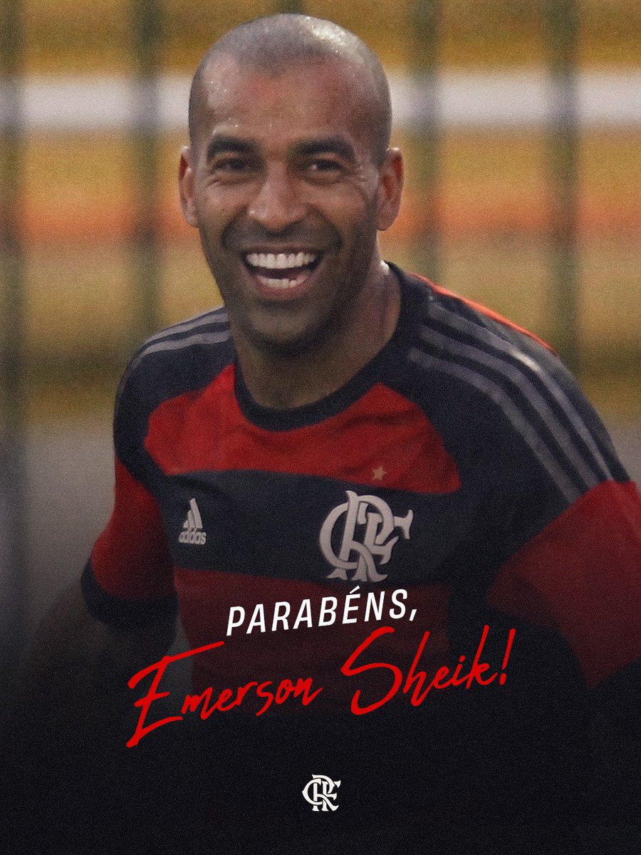 Flamengo's tweet photo. Hoje é dia de celebrar um jogador que escreveu seu nome na história do Mengão!

Emerson Sheik vestiu o Manto Sagrado, viveu grandes momentos e deixou sua marca na Nação.

Obrigado por tudo, Sheik! 

#parabéns https://t.co/BTrnwYTVr1