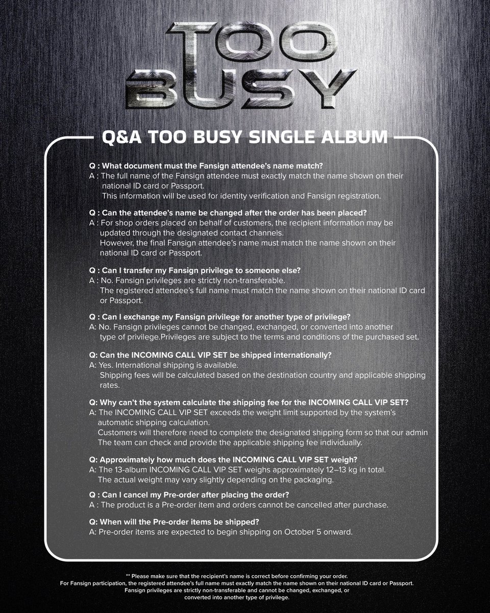 Freezedroplabel's tweet photo. 📞 Q&A 
TOO BUSY SINGLE ALBUM LIMITED EDITION 📵

รวมคำถามและคำตอบเกี่ยวกับ
TOO BUSY SINGLE ALBUM LIMITED EDITION 
📌 อ่านรายละเอียดให้ครบถ้วน เพื่อจะได้ไม่พลาดข้อมูลสำคัญ

📅 เปิดจำหน่ายแล้ว – 25 กันยายน 2569
⏰ เวลา: 12:00 น. เป็นต้นไป

ช่องทางการจำหน่าย: 
🛒 LINE SHOPPING 
https://t.co/8eR3snfAll
🛒 https://t.co/pqBciR0ZWU

�� สอบถามรายละเอียดเพิ่มเติมได้ทาง 
LINE Official Accounts @freezedroplabel (มี@)

#TOOBUSY_BOSSCKM
#TOOBUSYSingleAlbum
#BOSSCKM
#Bosschaikamon
#FreezeDrop