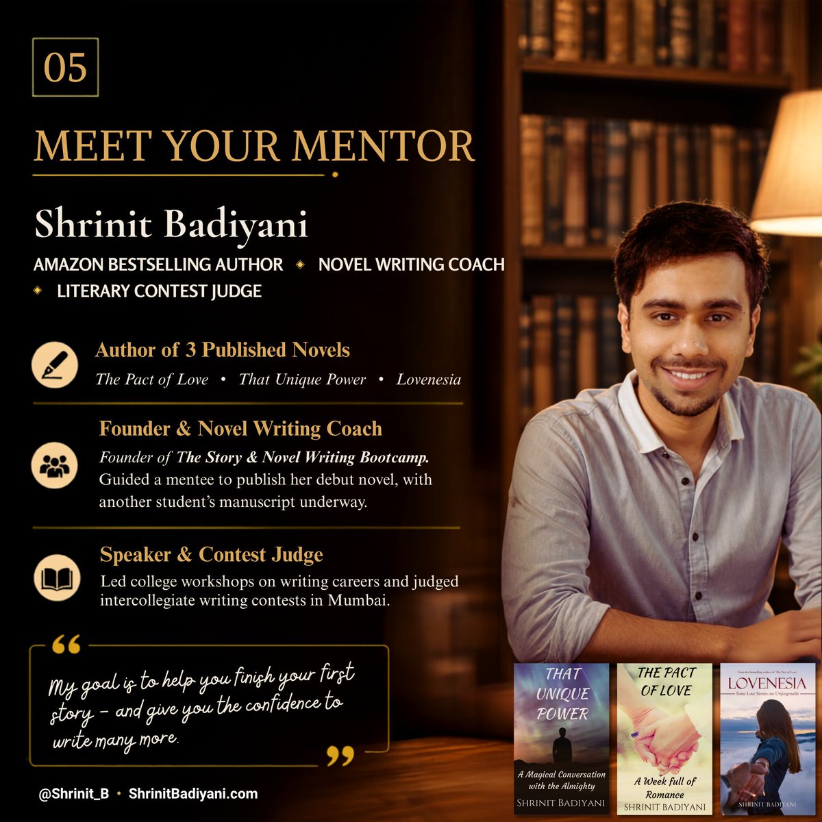 ShrinitBadiyani's tweet photo. You have a story inside you. It’s time to write it. ✍️  6 Live Weekend Sessions (5 Group + a 1-on-1 Review) Small Batch: Only 3–10 students Open Worldwide | Min Age: 15+ Sundays | 5–7 PM IST  Comment "WRITE".

#CreativeWritingCourse #WritingTips #LearnWriting #WriteNow #AmWriting https://t.co/yPETVGBmBi