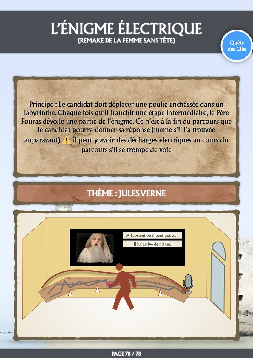 StroBoyard's tweet photo. Suggestions bonus qui ne figure pas parmi les 70 du book pour #Fortboyard 2027
@cyrilferaud @guillaumeramain @ju_magne 

L'énigme électrique, remake de la Femme sans tête, en version énigme. https://t.co/Eq5dx2M8Tq