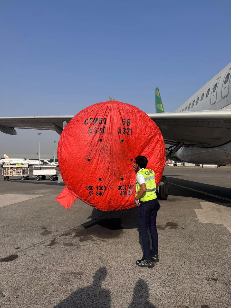Fahadnaimb's tweet photo. This is what we do after it.

When the aircraft is sitting and volcanic ash is in the air, first job is cover the engines. Those red bags are inlet covers.

Ash looks like dust. Inside a hot engine it melts, then turns into glass on the turbine. Covers keep it out while the jet is on the ground.