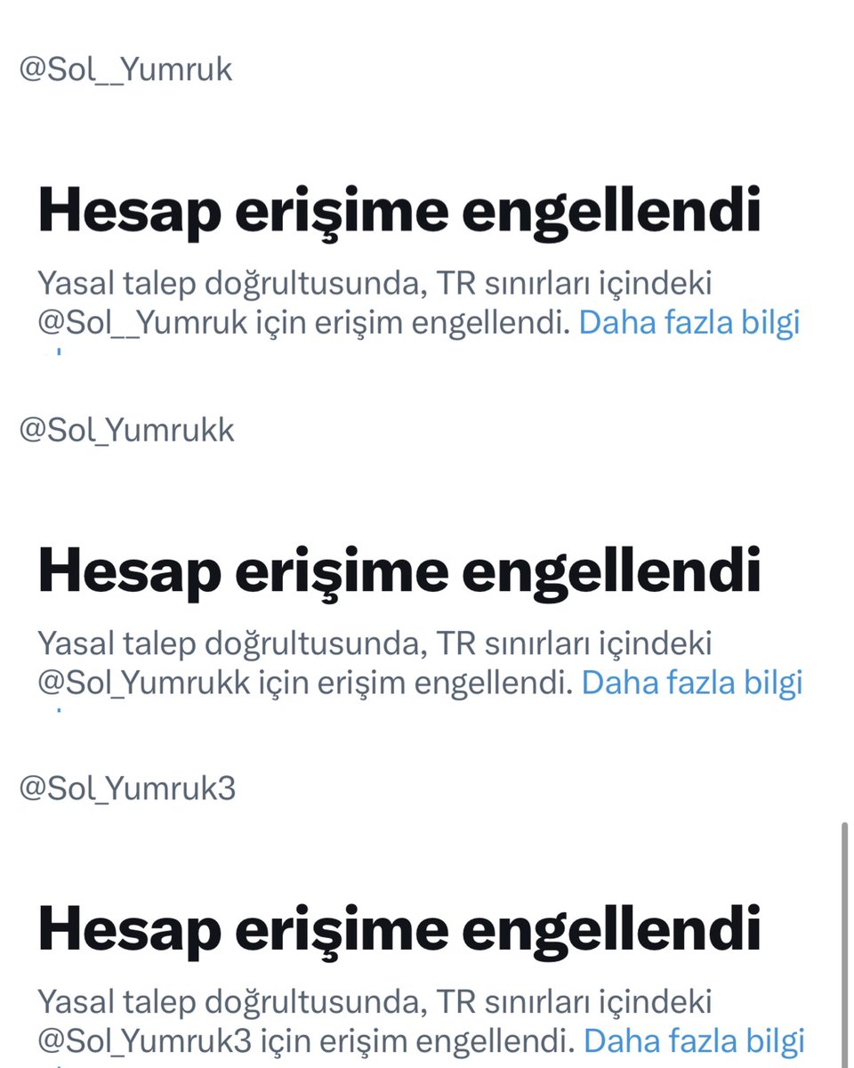 Sol_Yumruk4's tweet photo. Ekrem İmamoğlu’nun tutuklandığı günden itibaren 90 bin, 65 bin ve 62 bin takipçili 3 hesabım hiç bir yasal gerekçe gösterilmeden erişime engellendi.

2 gün önce açtığım bu hesap sizin desteklerinizle 4 bin takipçiye ulaştı. Destek veren herkese çok teşekkür ederim 🙏 https://t.co/lI8byJGS2A