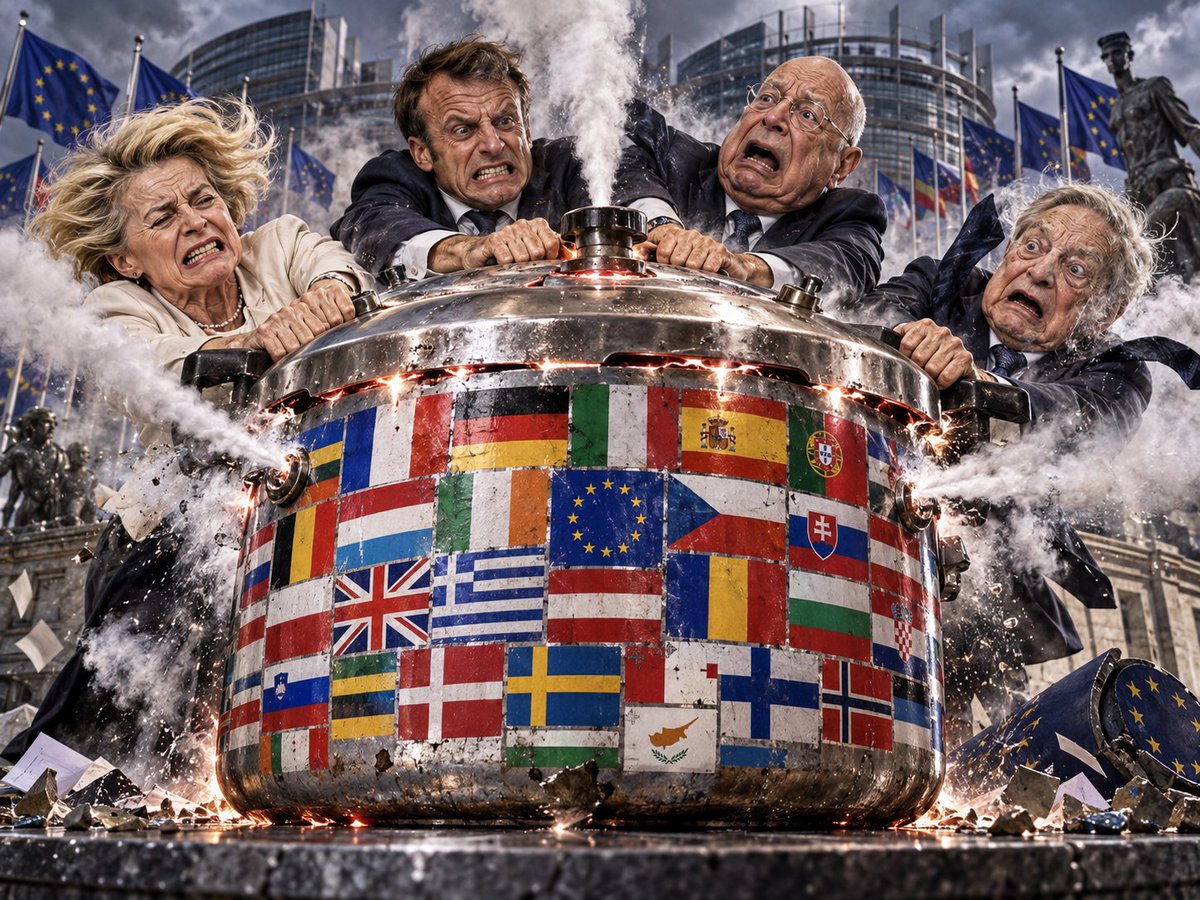 brivael's tweet photo. Situation actuelle en Europe.

Je n’ai jamais été aussi optimiste.

L’Union européenne est une cocotte-minute, et elle va bientôt exploser et envoyer ses dirigeants dans les poubelles de l’Histoire. https://t.co/xHr2domMit