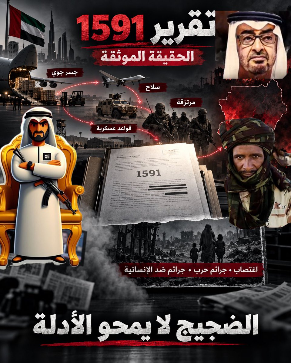 Amgad_Fareid's tweet photo. بالأمس صدر التقرير النهائي لفريق الخبراء الأممي المعني بالقرار ١٥٩١، بعد أن ظل معطلاً لنحو شهرين منذ إيداعه في يوليو ٢٠٢٦، بسبب محاولات إماراتية لعرقلة عرضه على لجنة العقوبات المعنية باتخاذ اجراءات على اساس تكوينه بحسب البند السابع من ميثاق الامم المتحدة. وهو ما يفسر محاولات مسعد بولس الحثيثة لتعطيل التجديد التقني لتفويض اللجنة. والتقرير ليس قائماً على قوالات من أجهزة استخبارات مجهولة، ولا على صور فوتغرافية من دون إجراءات تحقق معلومة بل يستند إلى تحقيق رسمي أجراه فريق خبراء عينته الأمم المتحدة، معروف الأعضاء والصفة والاختصاص، واعتمد على مقابلات وتحقيقات ميدانية وأدلة ووثائق خضعت للفحص والتحقق.

فإلى ماذا خلص التقرير الأممي الذي تحاول #الامارات صرف النظر عنه باثارة ضجة اعلامية موازية؟

التقرير يضع الدعم الدعم الإماراتي للمليشيا، في قلب العوامل التي تطيل أمد الحرب وتعزز قدرة الدعم السريع على مواصلة عملياته العسكرية. بل يخصص قسماً مستقلاً بعنوان: «دعم الإمارات لقوات الدعم السريع».

ويقرر التقرير صراحة أن الإمارات دعمت مليشيا الدعم السريع عبر توفير المرتزقة والاسلحة. ولا ترد هذه الخلاصة بصيغة احتمالية أو كتقدير سياسي، بل كإحدى النتائج التي أثبتها الفريق بالادلة الموثقة. ويورد أن المرتزقة الكولومبيين الذين استأجرتهم شركة مقرها الإمارات أدوا دوراً محورياً في العمليات العسكرية للمليشيا، وحدد شركة Global Security Services Group – GSSG الإماراتية باعتبارها الجهة التي استأجرت هؤلاء المرتزقة، ويوثق صلاتها الرسمية الوثيقة بمؤسسات ومسؤولين في الدولة الإماراتية، بما في ذلك تأسيسها بواسطة مسؤول حكومي رفيع في ديوان الرئاسة الاماراتي، ووثق لاستمرار ارتباطها بشكل وثيق بالحكومة الإماراتية. وكما اورد فريق الخبراء أدلة تشير إلى استخدام قاعدتين عسكريتين للجيش الاماراتي في أبوظبي، هما قاعدة غياثي وقاعدة الوثبة، كمرافق لتدريب المرتزقة الكولومبيين قبل إرسالهم إلى مسرح الحرب في السودان وهو ما يشكل مشاركة عسكرية مباشرة في الحرب تتجاوز الامداد بالسلاح والمقاتلين الاجانب بل تشمل استخدام منشآت عسكرية داخل الإمارات في عملية انتهت بمرتزقة يقتلون المواطنين السودانيين.

وحدد التقرير كذلك، بتفصيل واضح، شبكة نقل عابرة للحدود استُخدمت لنقل المرتزقة والاسلحة عبر أبوظبي وبوصاصو وبنغازي والكفرة ونجامينا وصولاً إلى دارفور. وبحسب التقرير، لم يكن هؤلاء المرتزقة مجرد مقاتلين إضافيين، بل تولوا مهام نوعية شملت تشغيل الطائرات المسيّرة، والقتال البري، ودعم وحدات المشاة، وقيادة المدرعات، وتشغيل المدفعية، وعلى الأرجح المساهمة في التخطيط العسكري. أي أنهم شكلوا جزءاً مهماً من البنية العسكرية التي استخدمتها المليشيا في جرائمها وانتهاكاتها ضد السودانيين، بما في ذلك حصار الفاشر والاستيلاء عليها وما صاحبهما من جرائم واسعة ضد المدنيين. وأورد التقرير تقديراً يتراوح بين ١٥٠٠ و٢٠٠٠ مرتزق كولومبي يقاتلون في صفوف المليشيا، مستندا الي افادات وتقديرات وصفها بانها ذات مصداقية.

وثق التقرير أيضاً استخدام مليشيا الدعم السريع لمدرعات وناقلات جنود تم صناعتها وتجميعها في الإمارات، ثم نُقلت بحراً إلى ليبيا، ومنها براً إلى السودان. كما يثبت التقرير وجود جسر جوي بين نجامينا ونيالا، استخدمت فيه طائرات شحن من بينها:Boeing 727-200F و Ilyushin Il-76، ويشير إلى أن هذه الطائرات اتخذت إجراءات متعمدة لتجنب الرصد أثناء الطيران، وكانت تهبط في نيالا ليلاً، بينما أفادت مصادر موثوقة بأن هذه الرحلات نقلت مقاتلين ومرتزقة أجانب ومعدات عسكرية وطائرات مسيّرة وأسلحة إلى مليشيا الدعم السريع.

صدور هذا التقرير عن فريق خبراء تابع لمجلس الأمن، بهذا القدر من التوثيق والتفاصيل بشأن الدور الإماراتي في إسناد مليشيا الدعم السريع، يضع حملة العلاقات العامة والإعلام التي أطلقها نظام أولاد زايد الحاكم في الإمارات عن ادعاءات استخدام الأسلحة الكيميائية منذ الأمس في سياقها الصحيح، وهي انها محاولة لصرف الأنظار عن سجل متراكم من الأدلة الأممية على مساهمة اولاد زايد في إطالة أمد الحرب، وسفك دماء السودانيين وزيادة قدرة المليشيا التدميرية. 

ال المجتمع الدولي يجد نفسه الان في مواجهة الحقيقة، التي توصلت إليها الآليات التي أنشأها بنفسه. فمن غير المعقول أن تُهمَل نتائج فريق خبراء أممي موثق التحقيق والمنهج، بينما تُعامل «معلومات استخبارية» مجهولة المصدر ومزاعم هشة باعتبارها حقائق مكتملة.

جثث آلاف السودانيين الذين قُتلوا في الفاشر دليل على جريمة حقيقية موثقة، وهي أثقل وزناً من العقارب النافقة التي يراد تقديمها دليلاً على رواية سياسية مصنوعة عن الأسلحة الكيميائية لم تنجح حتى الان في عرض صورة لضحية واحدة لهذه الاسلحة حتى الان.