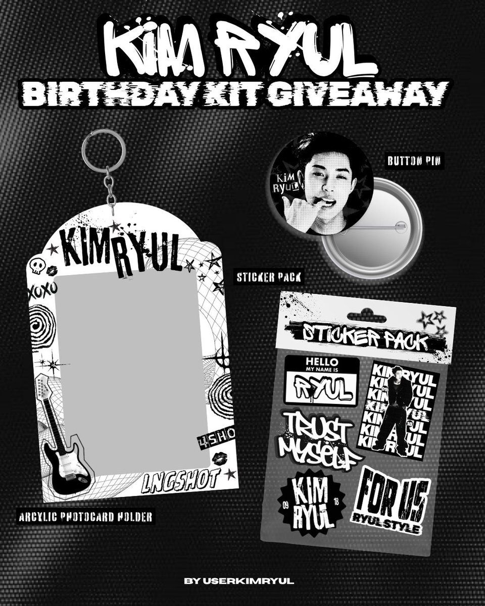 userkimryul's tweet photo. ♱ 𝑹𝒚𝒖𝒍 𝑩𝒊𝒓𝒕𝒉𝒅𝒂𝒚 𝑲𝒊𝒕 𝑮𝒊𝒗𝒆𝒂𝒘𝒂𝒚 ♱

• 3 winners of Ryul Birthday kit
- 1 acrylic photocard holder
- 1 button pin
- 1 set of stickers

࿇ Mbf @userkimryul &amp; @studio4sho 
࿇ Like and rt

End: 09.18
#lngshot #4sho https://t.co/2sMSr8yMMA