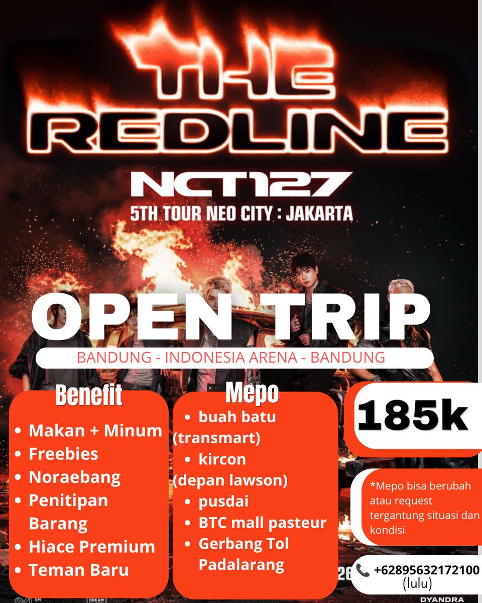 n0minaaa's tweet photo. [HELP RT]
OPEN TRIP NCT 127 TOUR “REDLINE” 
Bandung — INDONESIA ARENA  — Bandung

🎁 FREE FRAME PHOTO POLAROID  

💸 185K ALL IN
💰 DP ONLY 85K 
✅P/P ONLY
✅ Cicilan sampai h-2 
⚠️ SLOT TERBATAS 

Feel free untuk tanya tanya yaaw😍🫰

t. open trip konser nct 127 redline bandung https://t.co/Cgpvpd3wBs