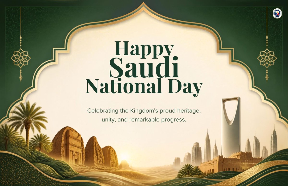 PHinJeddah's tweet photo. 𝗛𝗮𝗽𝗽𝘆 𝗦𝗮𝘂𝗱𝗶 𝗡𝗮𝘁𝗶𝗼𝗻𝗮𝗹 𝗗𝗮𝘆!

The Philippine Consulate General in Jeddah extends warmest greetings to the Government and people of Saudi Arabia, with wishes for continued peace, progress, and prosperity.

#SaudiNationalDay #PHinJeddah https://t.co/Z5llwBkRpk
