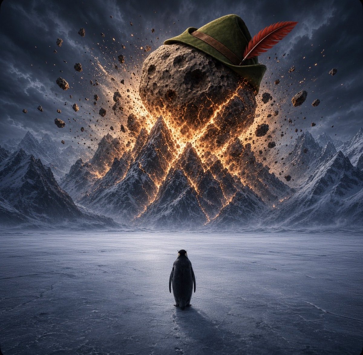 NietzscheanSol_'s tweet photo. One small step for a penguin. One giant heist for an asteroid. https://t.co/Pn0Z7NFPzu