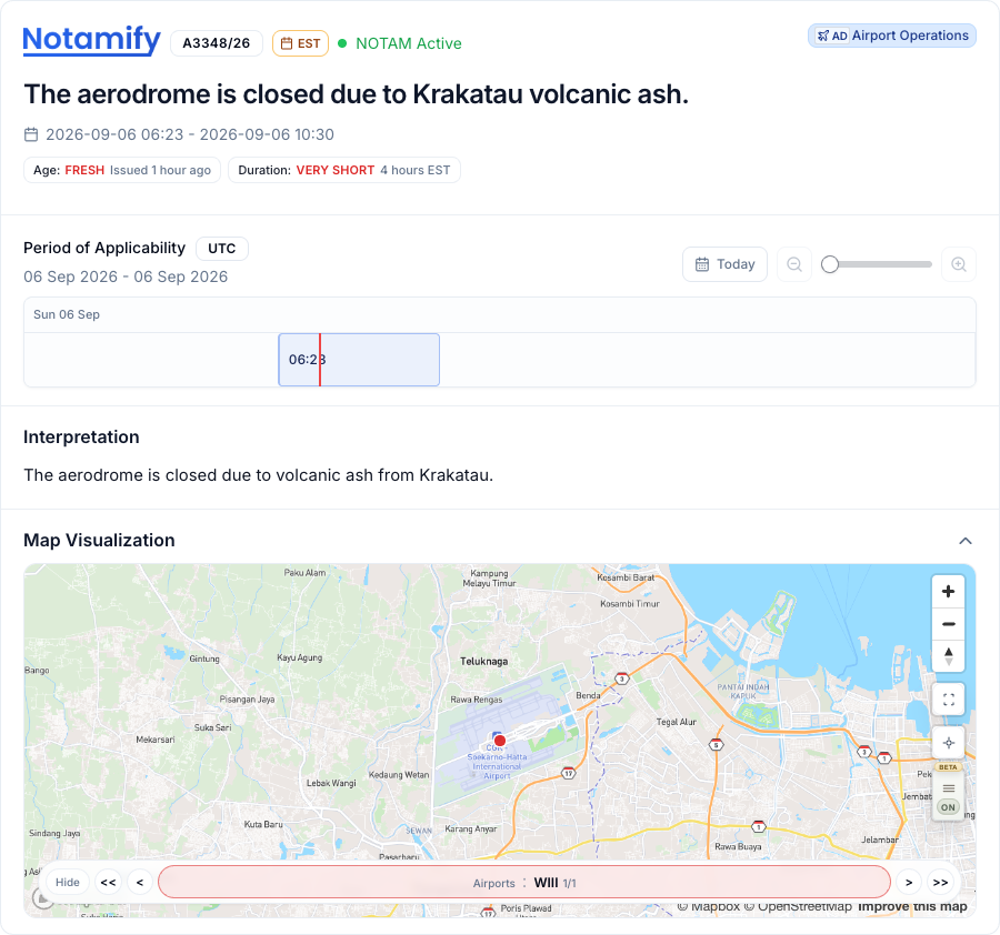 notamify's tweet photo. The Soekarno-Hatta International Airport in Indonesia stays closed due to Volcanic Ashes. https://t.co/fTRxNJu04P