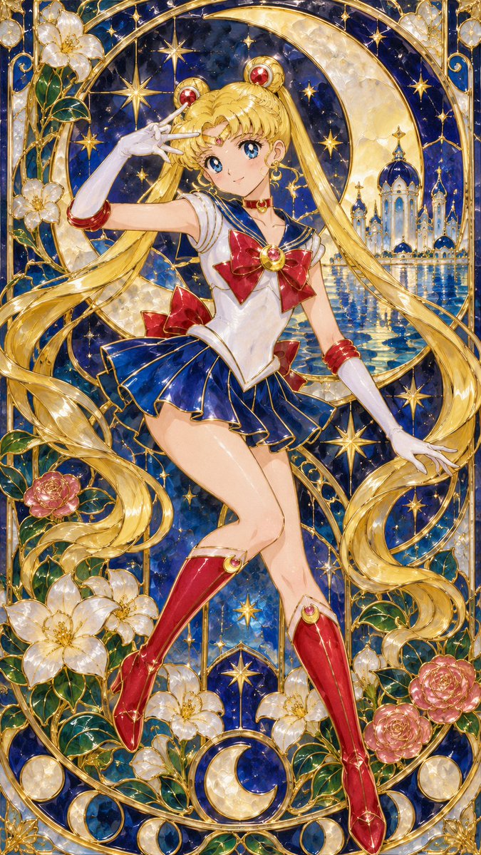 DracoVibeCoding's tweet photo. Sailor Moon风格炼金：

请使用下面的prompt生9张独立的图片（注意不是collage）；比例：9:16；风：Cloisonné；人物：random female characters from {Sailor Moon}  among the 9 must include clearly Sailor Moon (Usagi, odango twin buns, crescent) AND Sailor Venus (Minako, long blonde hair without odango, orange/gold motif, red hairbow)；负面约束：不要出多余或者少了手、脚趾等人体肢体瑕疵之类的问题。