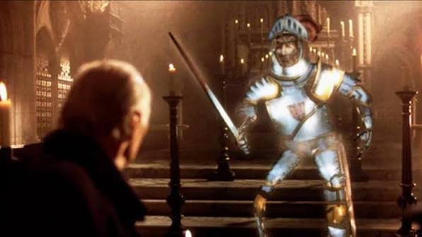 TriScaleArt's tweet photo. @DaSilentFrank Whether intentional or unintentional, it kind of seems like an homage to the first use of CGI in a live action film, "Young Sherlock Holmes" (1985) with the stained glass knight. https://t.co/4m7PZB1Pr6