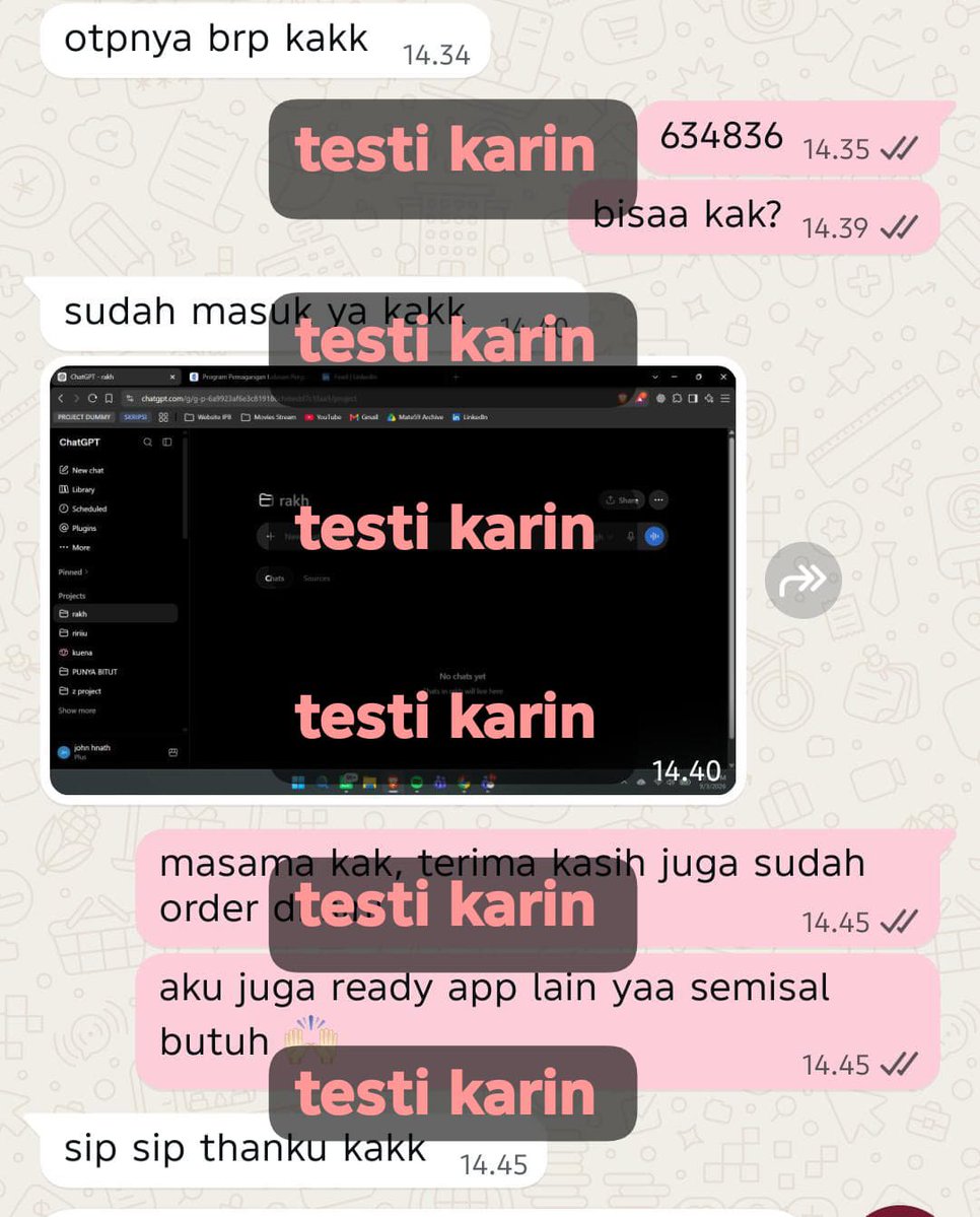 rephaulc's tweet photo. testi chatgpt plus ✅💖 https://t.co/wiaCqrE0lO