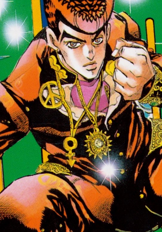 CEOofchiscara's tweet photo. I love josukes adornment of the androgyne symbol and his gender non conformity so much jojos is such a special series for subverting and challenging gender when it wasn’t as accepted 🥹 https://t.co/a8oAQqpLGm