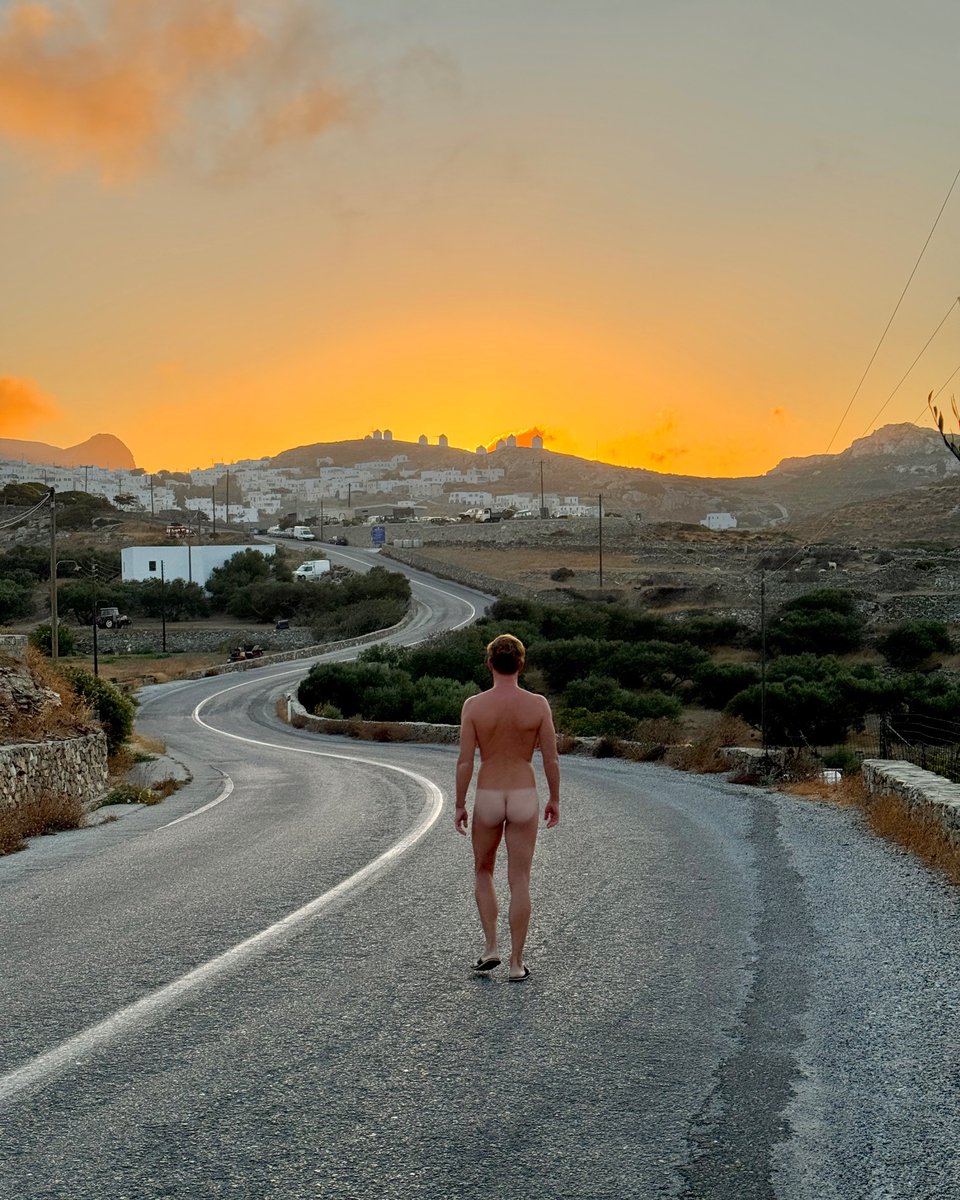 nudisttraveler's tweet photo. forgot my clothes at home🙊
can you see the historic windmills on the hilltop 🌅🇬🇷 https://t.co/Xf0P6ASpeB