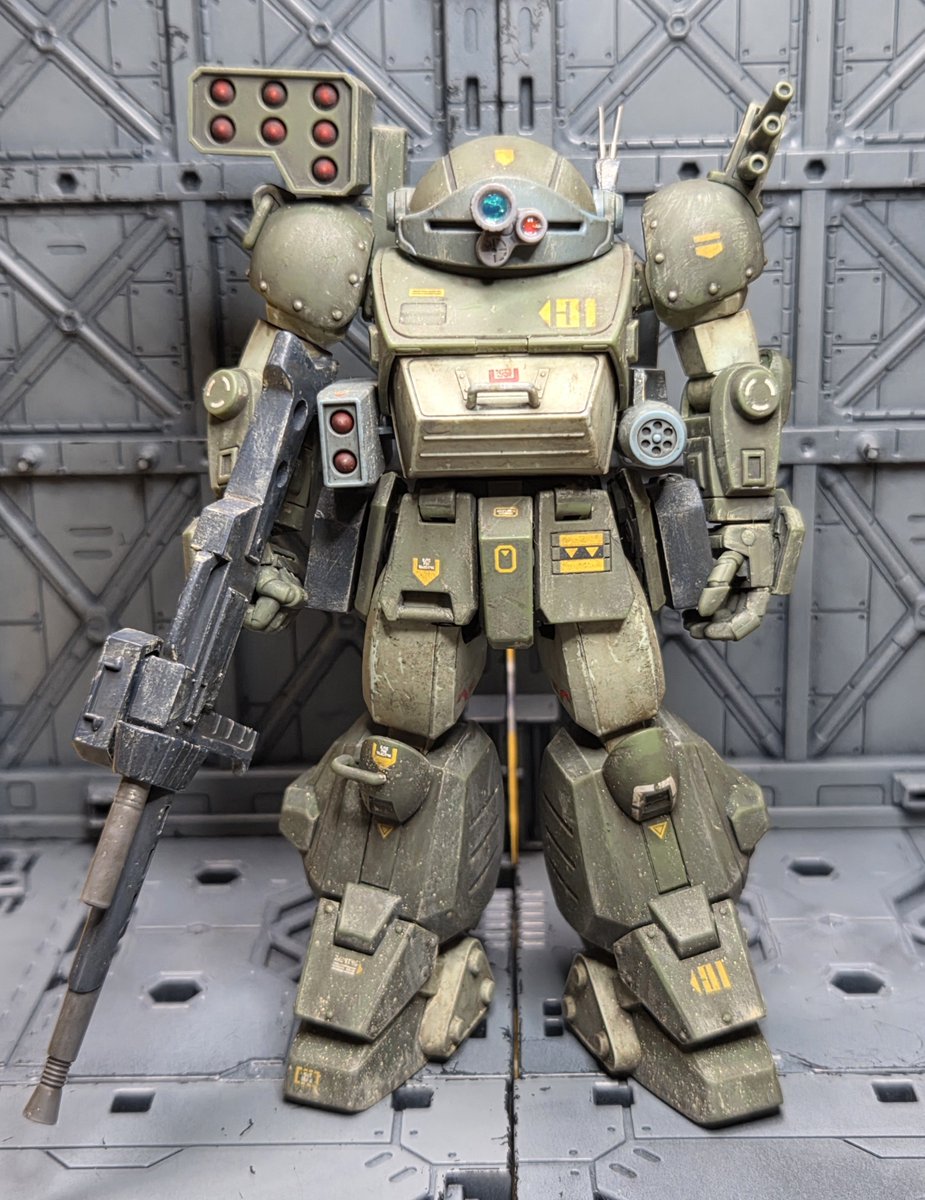 midhiroch's tweet photo. 1人HME！先日完成したHGスコープドックターボカスタム、ウェザリング盛り盛り、艶消しトップコート、成型色仕上げ♪
#HME https://t.co/9gRKk2ErG7