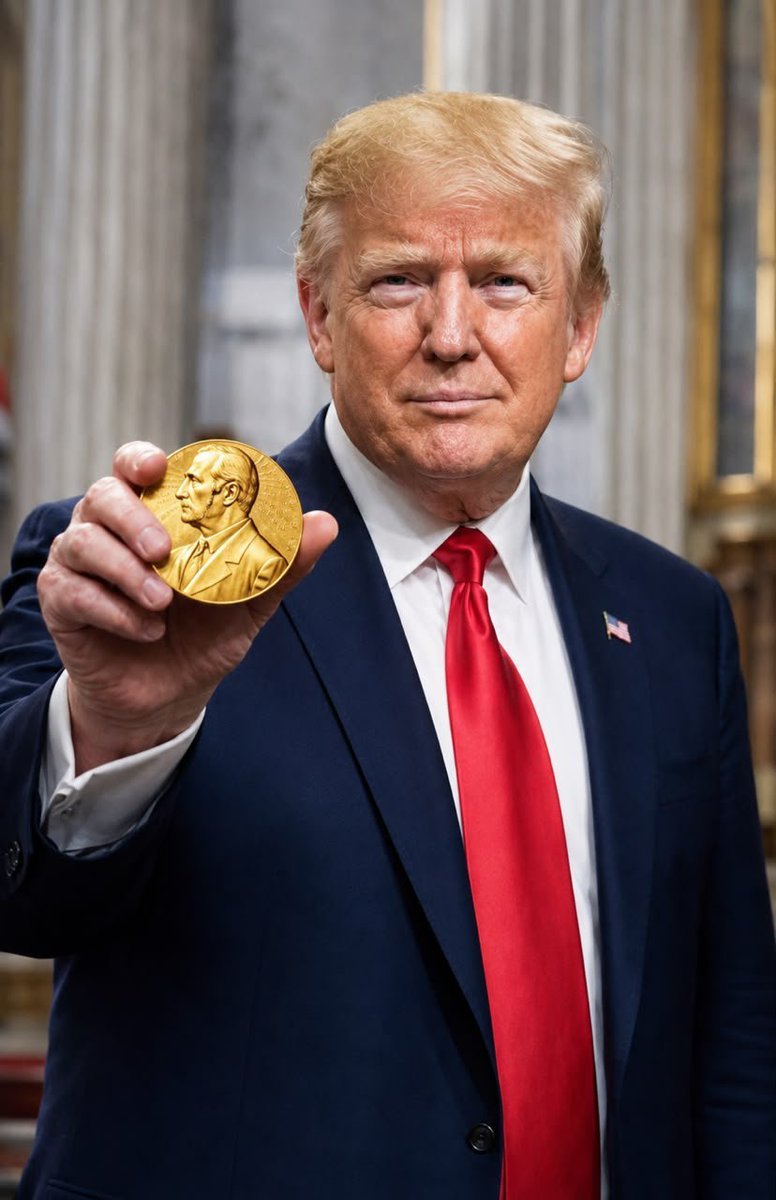 IvankaTrumkitv's tweet photo. 🇺🇸 President Donald Trump has been nominated for the 2026 Nobel Peace Prize. 

Do you think he deserves to win?

A) Yes 🟢 

B) No 🔴 https://t.co/AxCs9qEAIM
