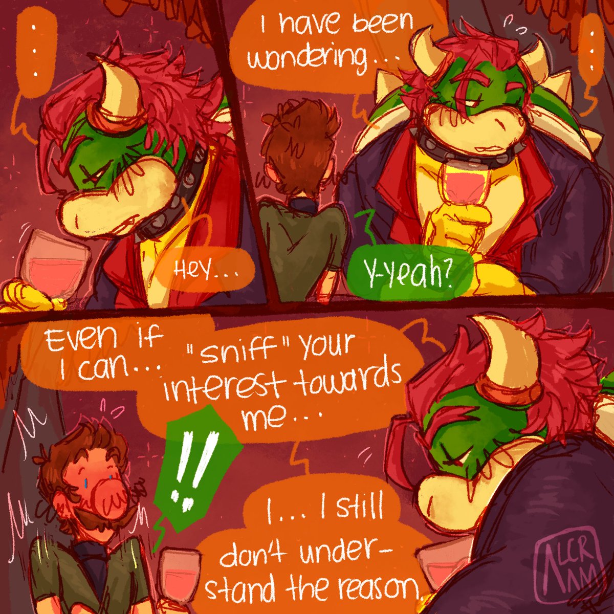 Alcram_art's tweet photo. ( 6 / 6 ) 💛First Date💚
#Bowuigi #BowserxLuigi #LuigixBowser

The date has been a total success, bowser can smell it in the air 💚 But… maybe it’s time to get Luigi to open up some more! And learn his side of the story! 

To be continued… https://t.co/Pien67ooaf