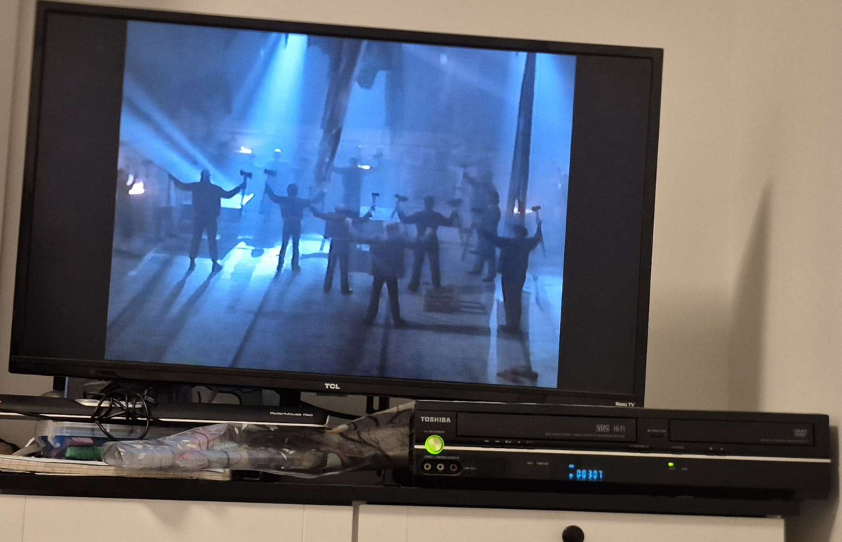 AdrianVMexia's tweet photo. Testing out my new VCR with the best possible choice for the inaugural movie. https://t.co/ezaonJ0pkh