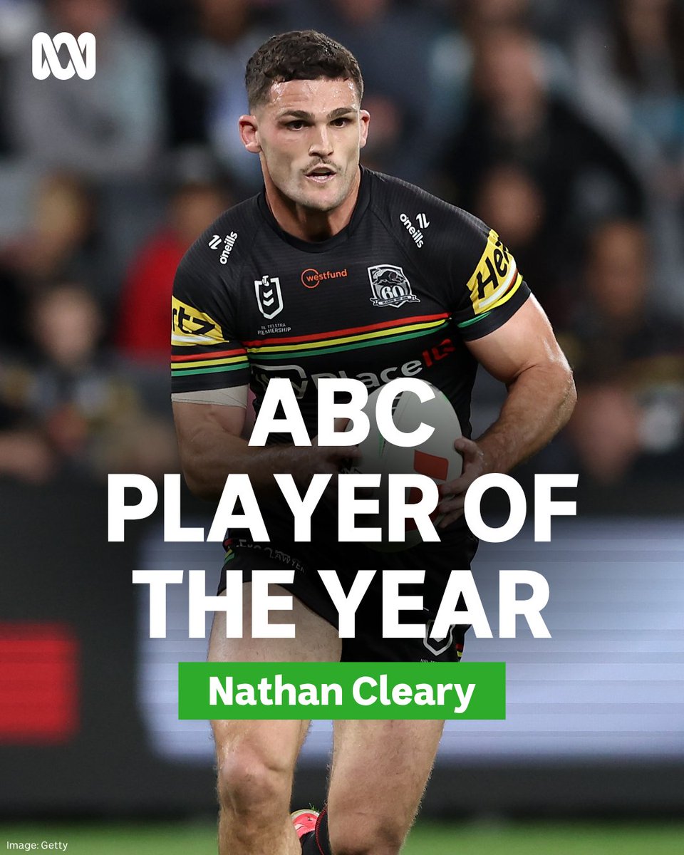 abcsport's tweet photo. The ABC NRL Player of the Year is Nathan Cleary! 🥇

He pipped teammate Dylan Edwards by a point in our tally, with the Phins' Herbie Farnworth taking third. Stellar year for Cleary!

Hear every NRL match, live and ad-free, on ABC listen: https://t.co/JmXqsQWQCN
Live blog: https://t.co/6xvrrUvG5W