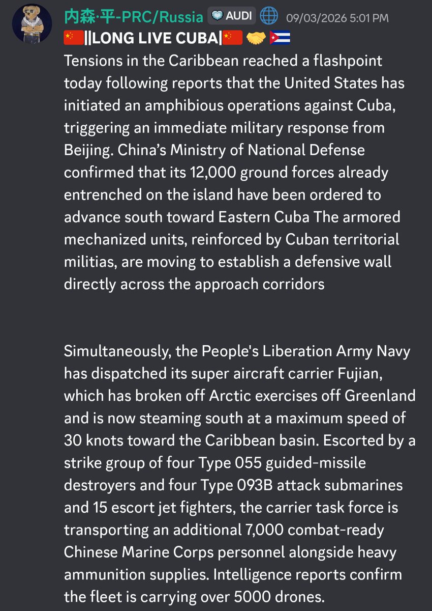 evroparp's tweet photo. CHINA SENDS AID TO CUBA, INVADED BY THE US
THE SITUATION ESCALATES BY THE DAY https://t.co/GkYhLSNwGR
