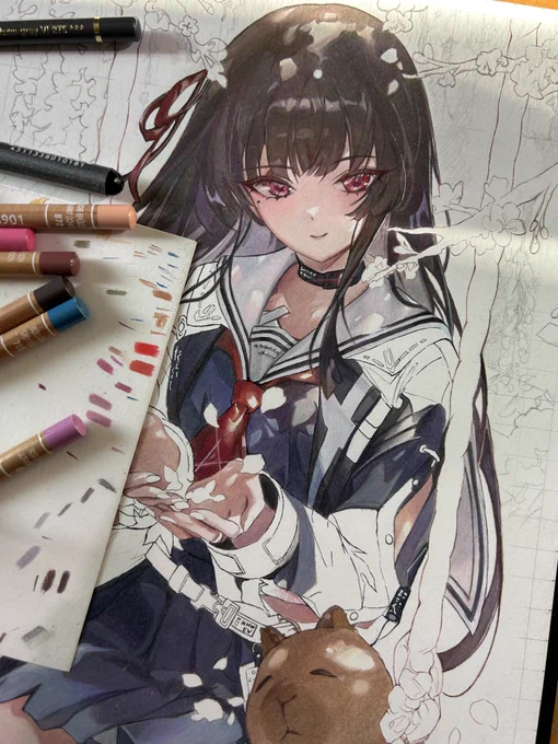 迎えにきたニャ” 色鉛筆画 迎えにきたニャ” 色鉛筆画 迎えにきたニャ