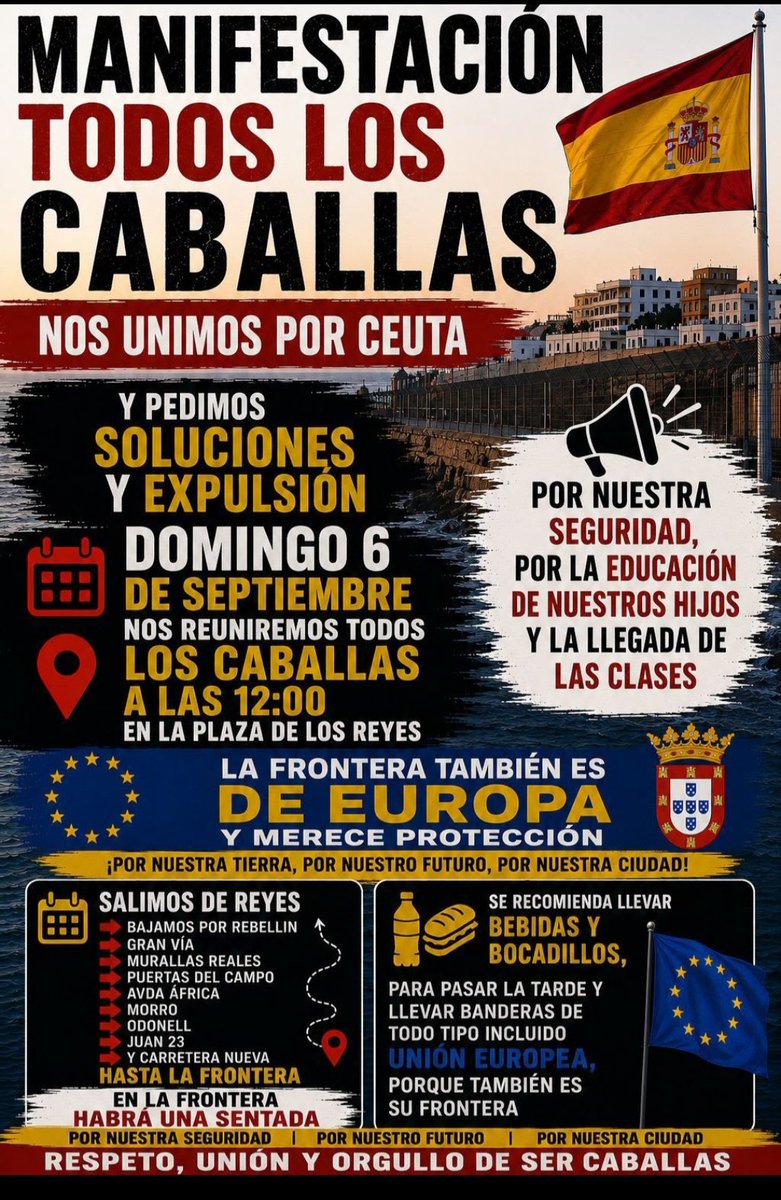 AntonioRNaranjo's tweet photo. Hoy a las 12:00 los ceutíes se sentarán en la frontera con Marruecos. 

Se sienten abandonados y ya empieza el curso.

Qué vergüenza todo. Qué razón tienen. Todos a ayudarles.

 Ánimo caballas 🇪🇦 https://t.co/zr30Las75U