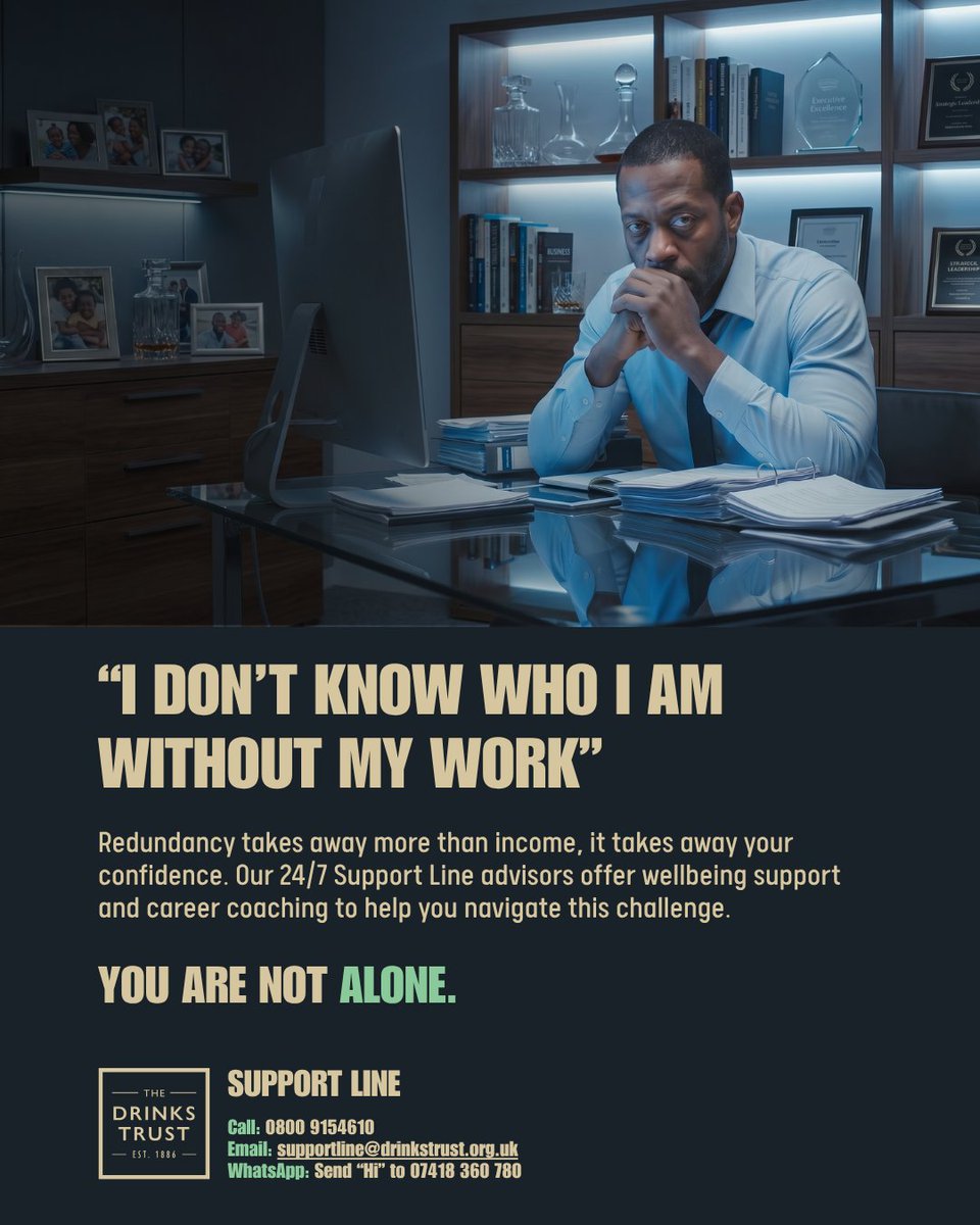 drinks_trust's tweet photo. The Drinks Trust Support Line offers free, confidential support 24/7 to anyone working, or who has worked, in the drinks and hospitality industry.

📞 0800 915 4610
📧 supportline@drinkstrust.org.uk
💬 WhatsApp "Hi" to 07418 360 780 https://t.co/VqkBP6XxbP