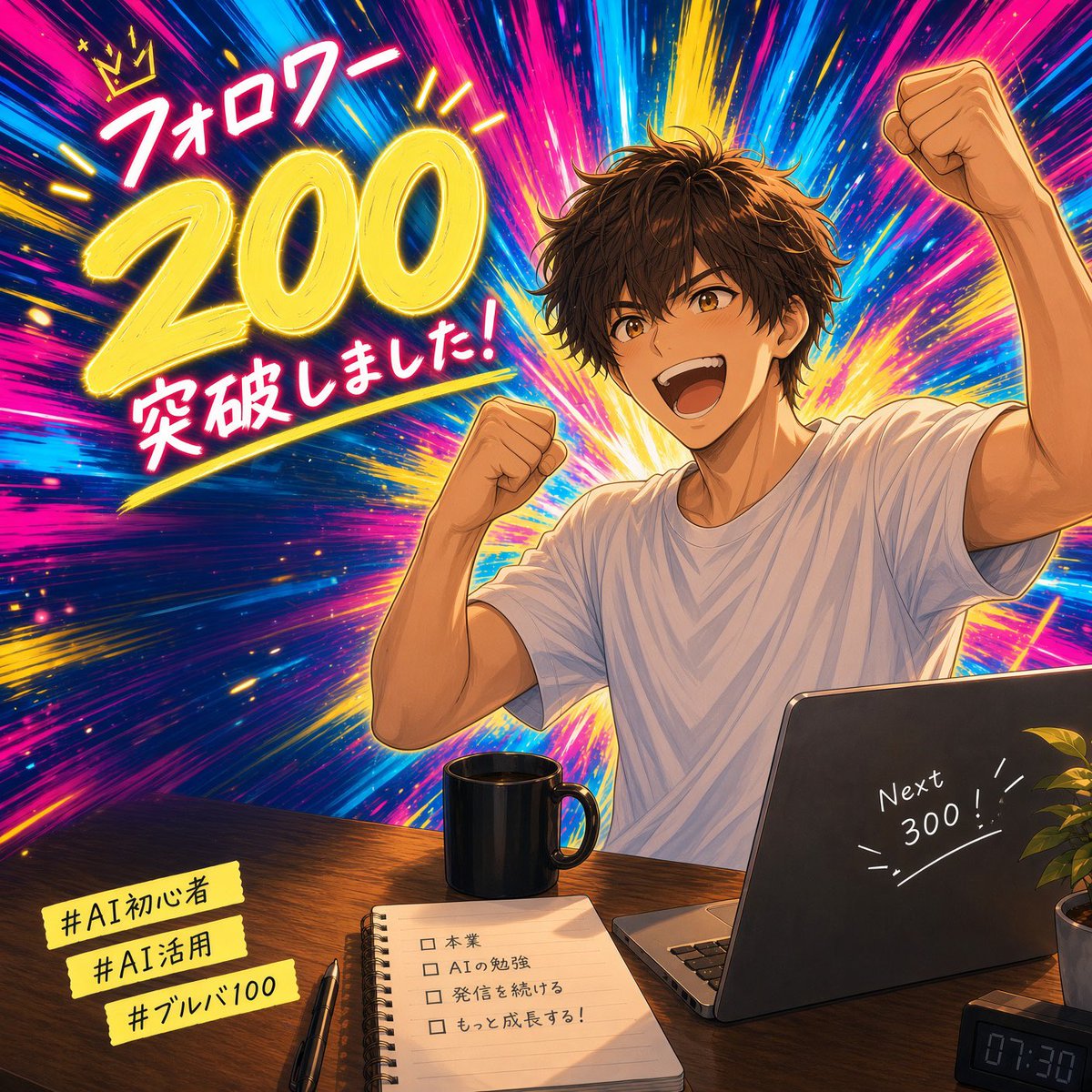 pesanlog26's tweet photo. 🎉すごくゆっくりですが、フォロワー200人突破しました！🎉

まさか自分が200人の方とつながれるとは、始めた頃は思っていませんでした。

いつもいいね、リプ、リポストで関わってくださる皆さん、本当にありがとうございます🙇‍♂️

AI初心者の会社員ですが、これからも本業と両立しながら、AIを学んで、試して、発信していきます。

次は300人を目標に、これからもコツコツ積み上げていきます💪

これからもよろしくお願いします！

#AI初心者 #AI活用 #ブルバ100