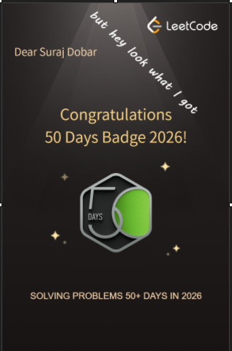 SurajDobar's tweet photo. Still kept LeetCode going every day 🧠

Didn't follow the NeetCode 150 properly this week though…

I'm going back to it next week. I promise. 😭

Even took 2 days off to actually enjoy Koozy being finished. https://t.co/9lVwwrAimT