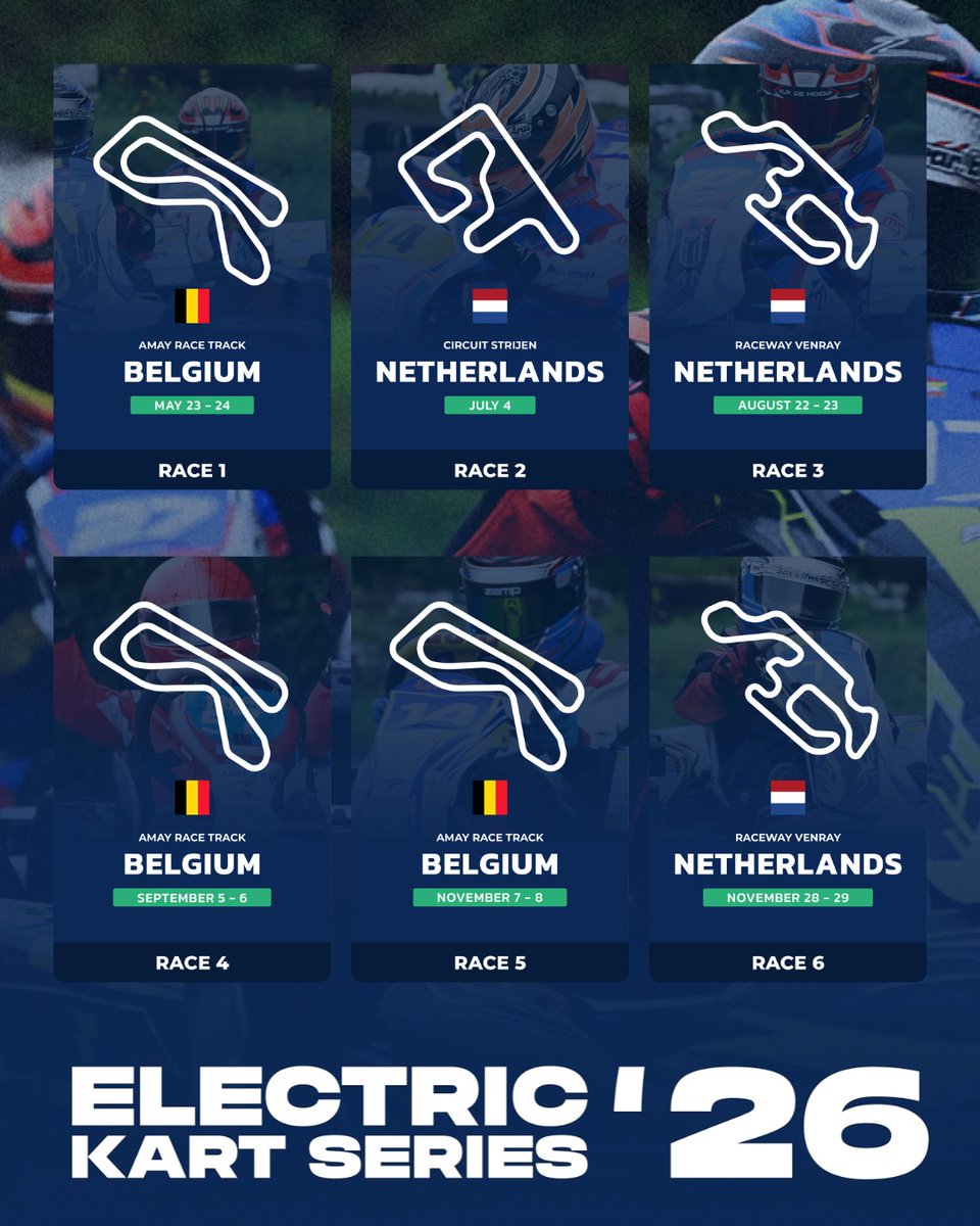 BreannMazej2r's tweet photo. ELECTRIC KART SERIES 2026

The Electric Kart Series is back in 2026! The full calendar is now live—check all race dates. Registrations, regulations, and more updates coming soon via our social channels. https://t.co/Zfj6lhWaY6