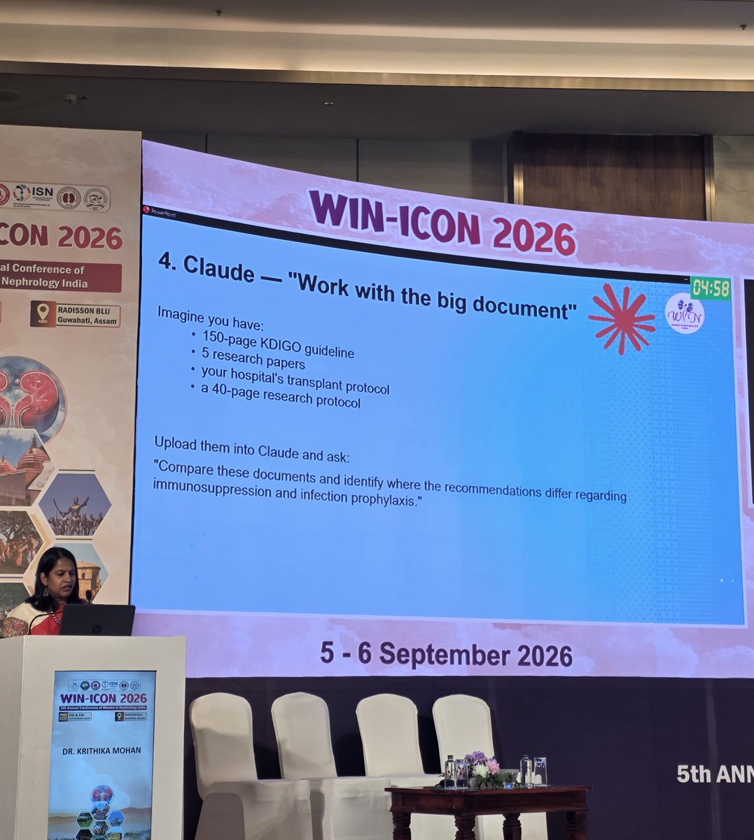 Sandyrvsdav's tweet photo. @krithicism @WomenNeph_india @happiedoc @SwarnalathaGud2 @DrAkshayaJ @AnandhUrmila Best use:
Literature search➡️evidence synthesis➡️citations

For:
journal clubs
conference talks
literature reviews
guideline update
"What changed in last 5 years?"

@krithicism presented a case scenario
1.Chatgpt -suggest what I'm missing
2. Perplexity -literature👇
#WINICON2026 https://t.co/nF6HJMYiYR