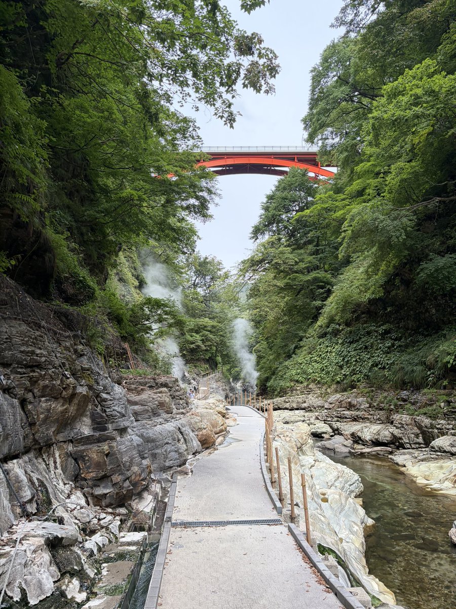 extends_inori's tweet photo. 大地の息吹を感じる小安峡、橋上からの眺めで高所恐怖症気味に😱 https://t.co/4OD2C2cOTr