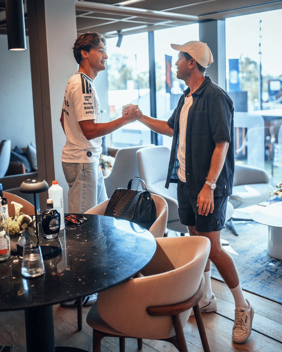 MercedesAMGF1's tweet photo. Look who we found in hospitality - it’s Seb! 🤩 https://t.co/kAsBIVeleb