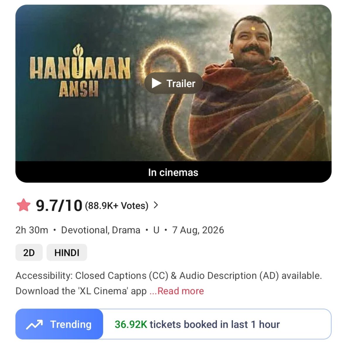 filmy_view's tweet photo. Peak Hour On BookMyShow

1.#Dhurandhar2‌ - 109.17K
2.#Jawan - 86K
3.#Animal - 80.15K
4.#Border2 - 73.12K 
5.#Dhurandhar - 72.35K 
6.#Stree2 - 69.23K
7.#Tiger3 - 66.46K
8.#Gadar2 - 63K
9.#War2 - 62.44K 
10.#Chhaava - 61.28K 
11.#Saiyaara - 56.79K 
12.#BhoolBhulaiyaa3 - 53.1K
13.#SinghamAgain - 52.25K 

14.#MirzapurTheMovie - 47.33K 💥💥
15.#MahavatarNarsimha - 46.83K
16.#Fighter - 46.35K 
17.#Awarapan2 - 40.57K 
18.#Dhamaal4 - 40.16K 
19.#HanumanAnsh - 36.92K 🔥🔥 
20.#WTTJ - 35.99K 
21.#SZP - 34.73K 
22.#Thamma - 33.06K
23.#BhoothBangla - 32.65K 
24.#Dunki - 30.69K

25.#Raid2 - 29.07K 
26.#Shaitaan - 28.48K
27.#Housefull5 - 28.4K 
28.#SkyForce - 27.98K 
29.#OMG2 - 26K
30.#JollyLLB3 - 25.29K
31.#TereIshkMein - 24.22K
33.#Sikandar - 23.7K
33.#Cocktail2 - 20.42K