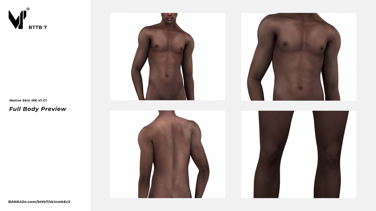bank42n's tweet photo. BTTB 7 Native Skin MK VI Collection 2

Native Skin MK V Highlights:
- The newest addition to the MK VI series.
- Specially designed for a slimmer physique.
- High-quality facial and body skin texture.
- Inherit the biggest p***s texture rework from MK VI.
- 32 swatches, including 5 base, 3 undertones, 2 eyebrow options, and 2 overlay options.
- Full HQ mod compatibility.

Early Access is available now on Patreon and Direct Access on https://t.co/S3hLCuvQuM

Public Access on September 30, 2026)