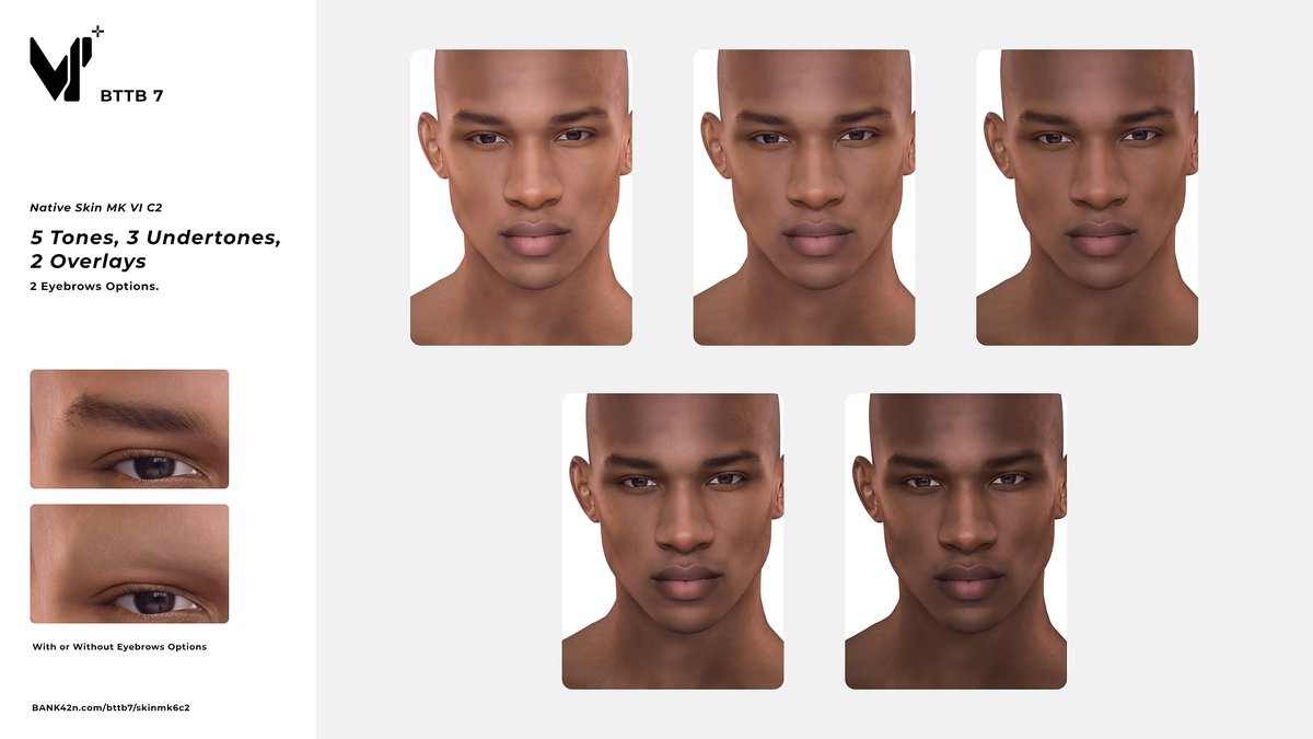 bank42n's tweet photo. BTTB 7 Native Skin MK VI Collection 2

Native Skin MK V Highlights:
- The newest addition to the MK VI series.
- Specially designed for a slimmer physique.
- High-quality facial and body skin texture.
- Inherit the biggest p***s texture rework from MK VI.
- 32 swatches, including 5 base, 3 undertones, 2 eyebrow options, and 2 overlay options.
- Full HQ mod compatibility.

Early Access is available now on Patreon and Direct Access on https://t.co/S3hLCuvQuM

Public Access on September 30, 2026)