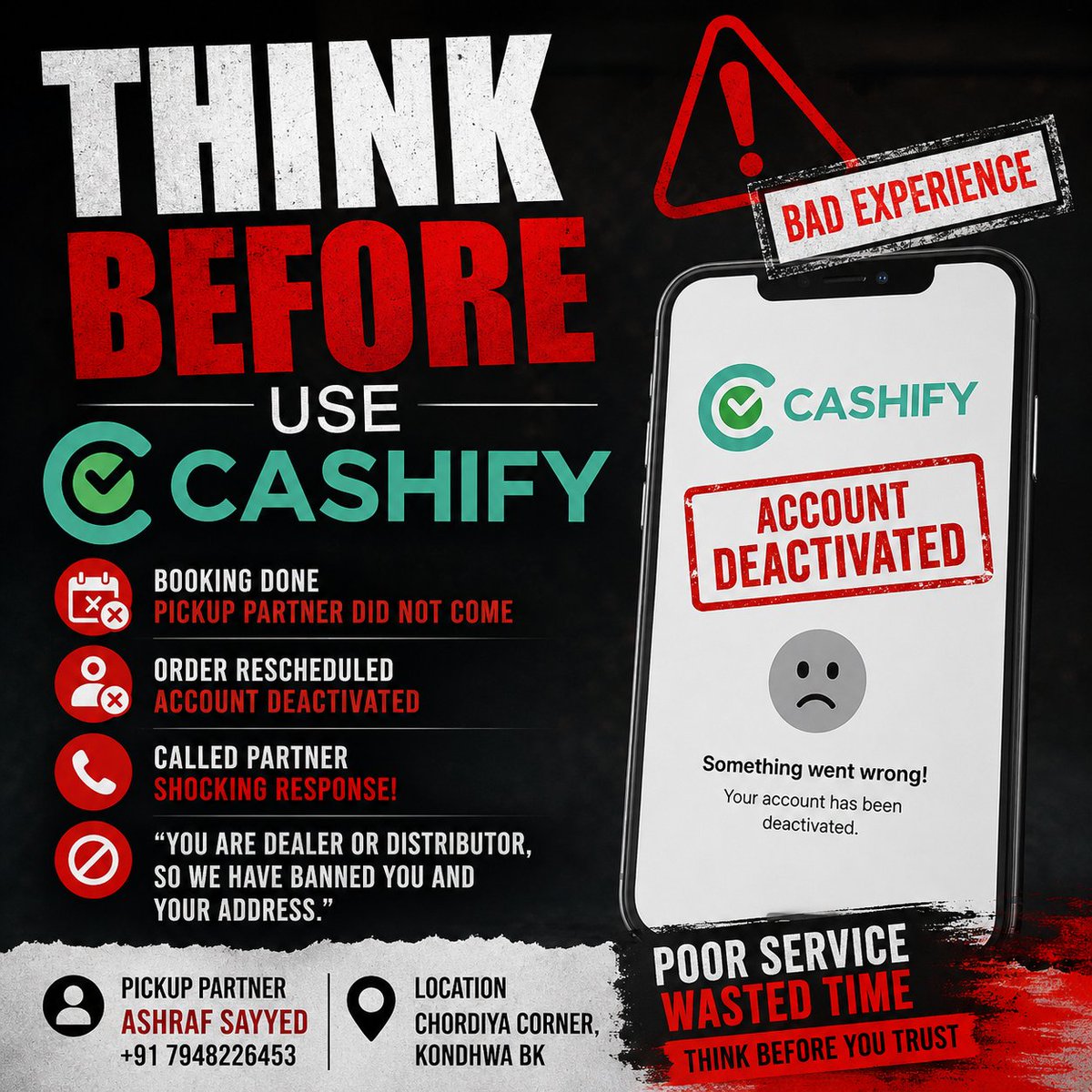 Amollohar4's tweet photo. Think twice before using Cashify to sell your device. https://t.co/3APjPDiAnh