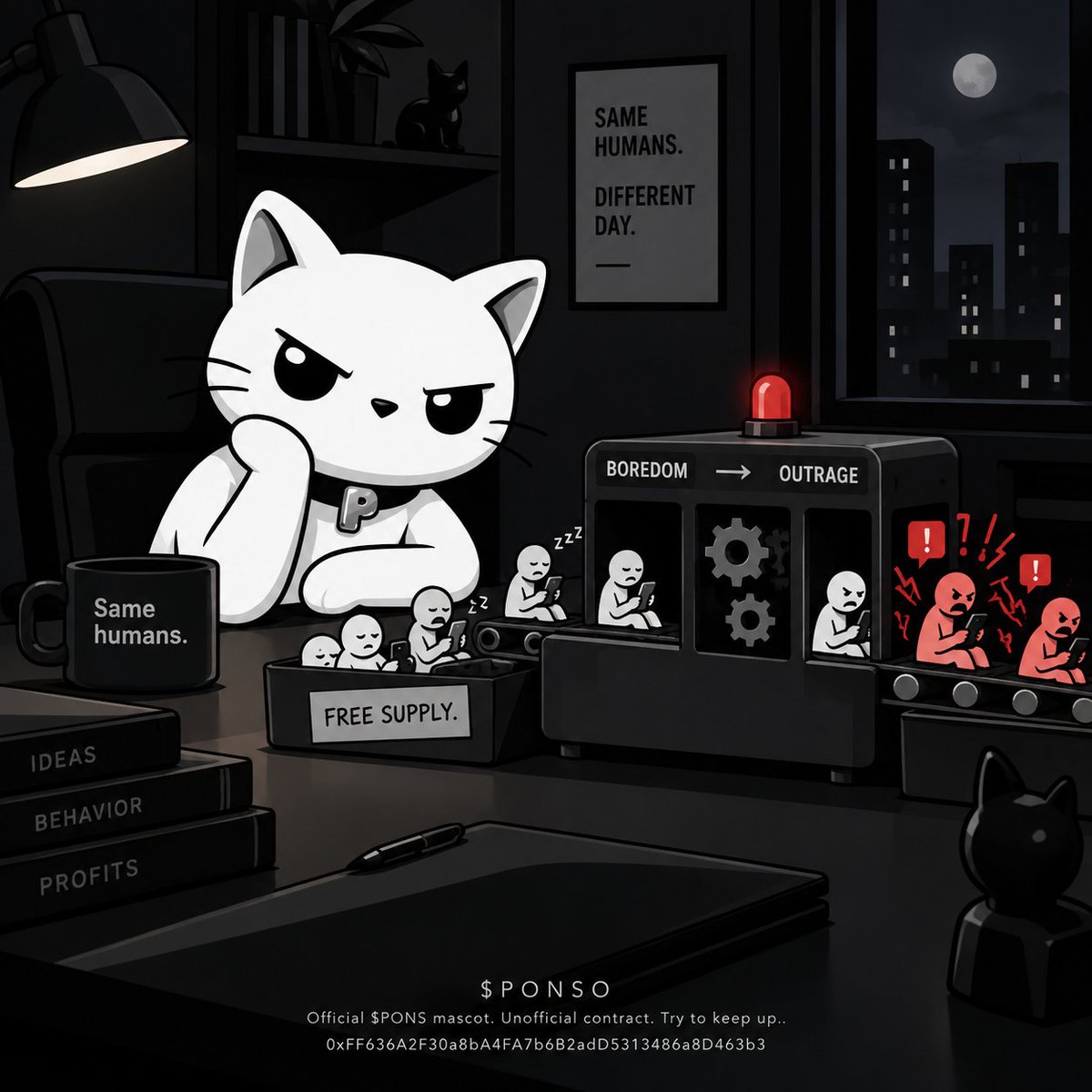 PonsoOnRH's tweet photo. @elonmusk @elonmusk, You bought twitter and built this social that turns boredom into outrage. Efficient. 
Humans were already producing both for free..

$PONSO
Official $PONS mascot. Unofficial contract. Try to keep up..
0xFF636A2F30a8bA4FA7b6B2adD5313486a8D463b3 https://t.co/OXEjTDxlxe