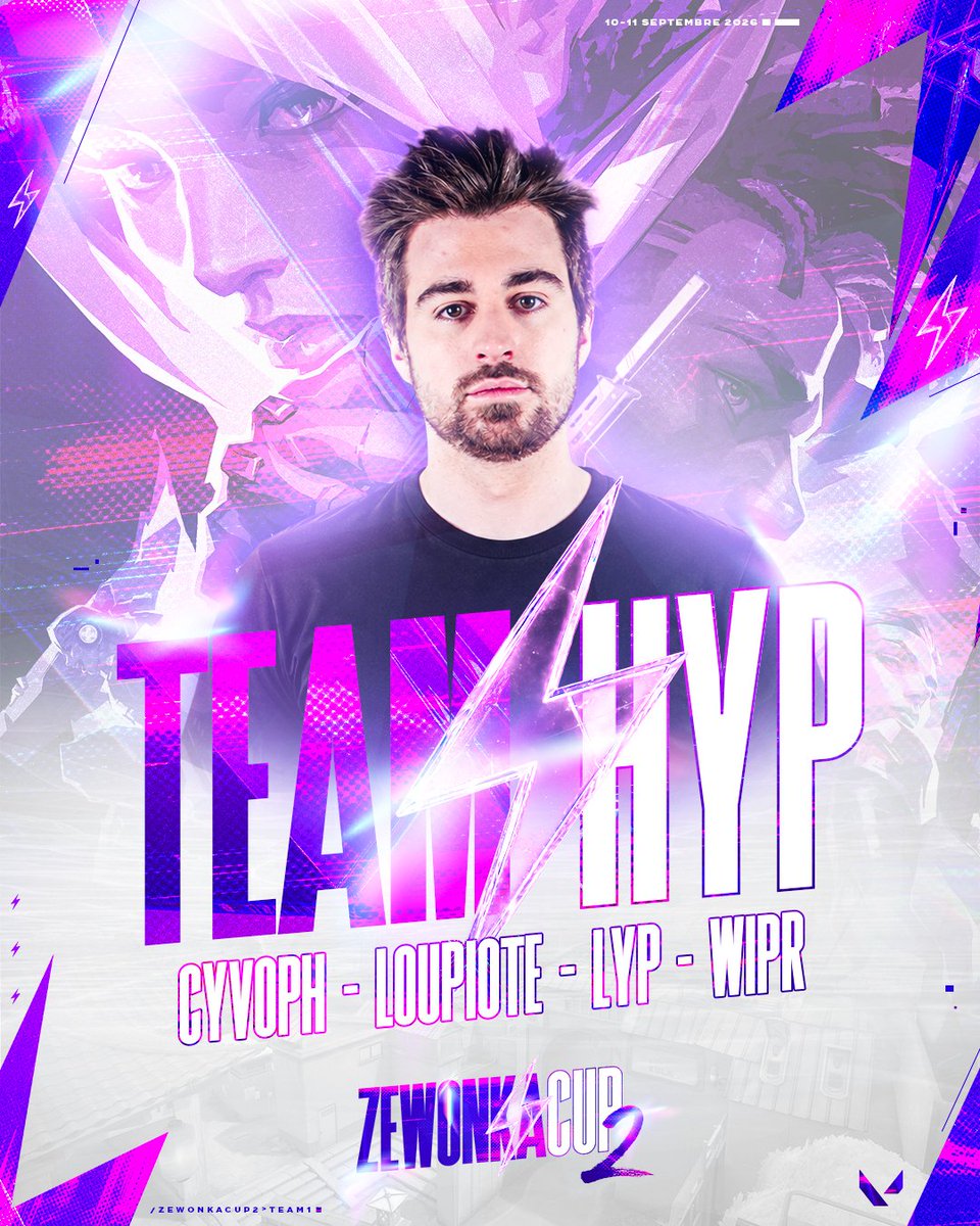 ZewonkaCup's tweet photo. ⚡️ CAPITAINE @HyPOfficial ⚡️

Sa team :
- @CyvOph 
- @Lypning 
- @WiPRenaud 
- @louhngle 

⏰ RDV JEUDI 10/09 à 14H pour la @ZewonkaCup 2 ! https://t.co/p5Pwn7WXI5