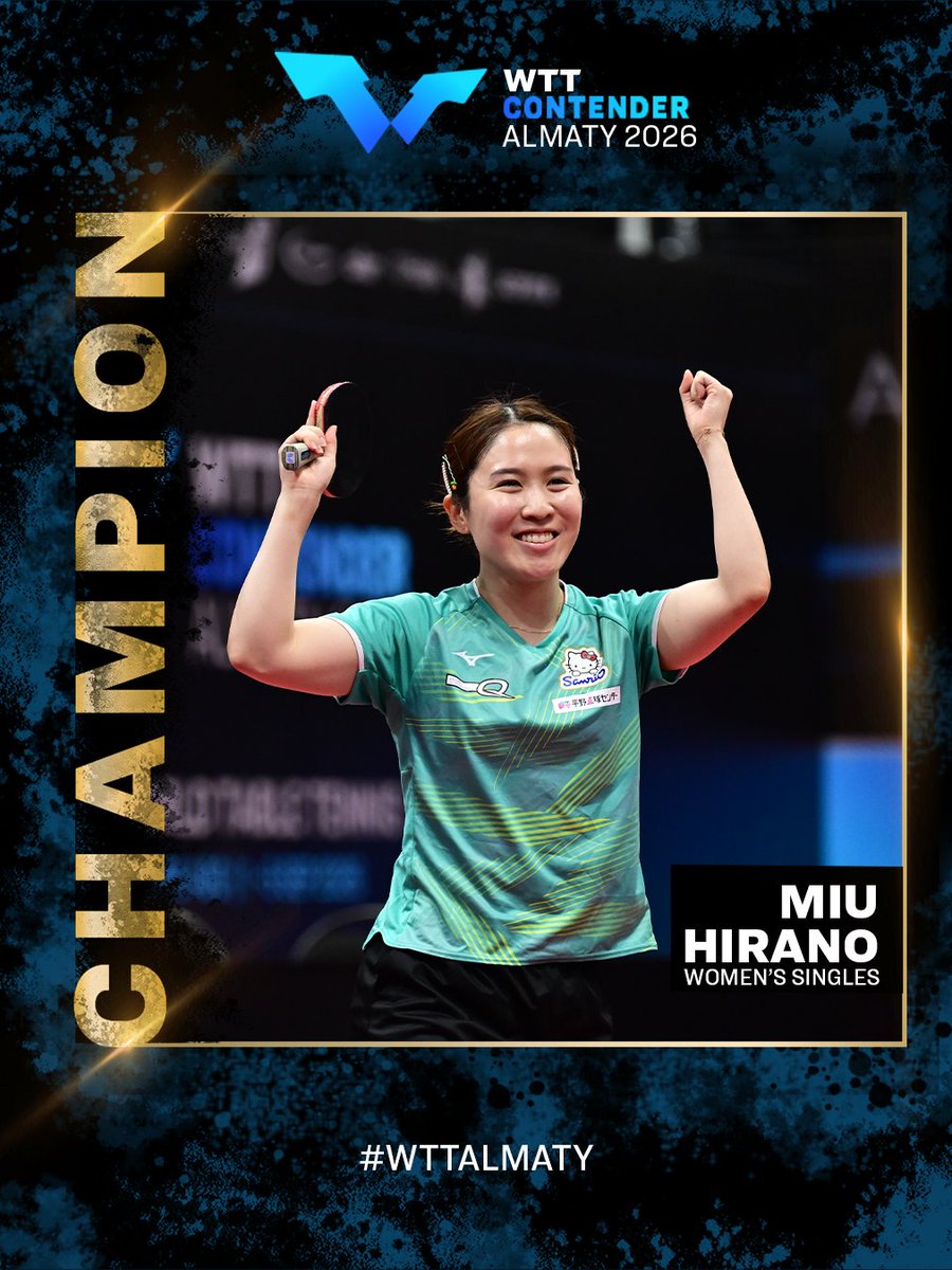 WTTGlobal's tweet photo. Congratulations to your Women’s Singles Champion, Miu Hirano! 🏆💫

2 Ws in a day 🏆🏆

#WTTAlmaty #TableTennis https://t.co/WLcqpUwNBz