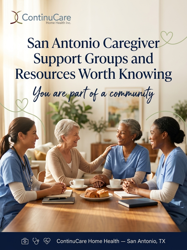 ContinuCareSA's tweet photo. No caregiver should feel like they're figuring it out alone. San Antonio has several local support groups and resources built specifically for family caregivers navigating this journey. Ask ContinuCare for our curated list of local caregiver support resources. #CaregiverSupport https://t.co/6Je1x8Ad28
