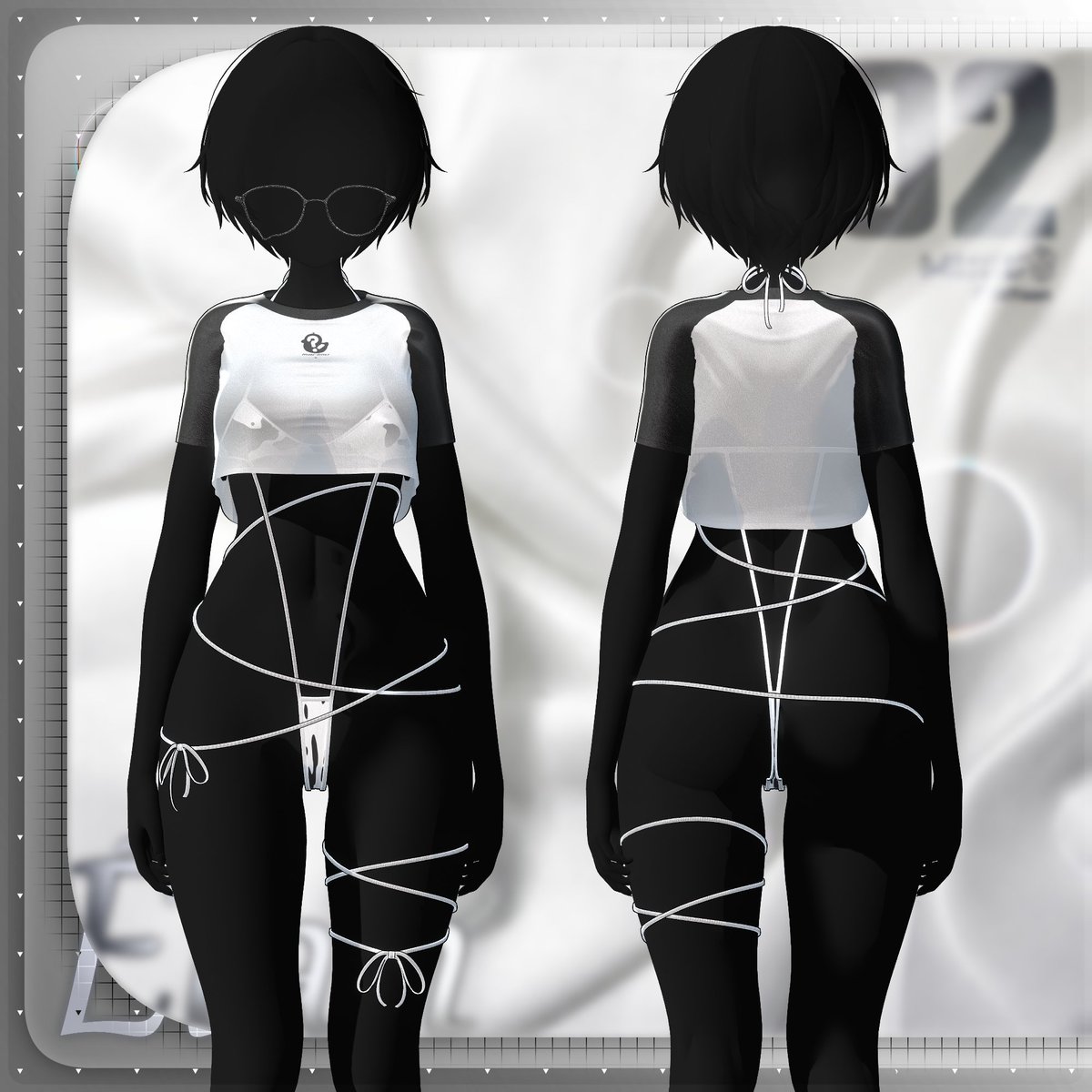 MARIMU_3D's tweet photo. MARIMUの二番目の衣装をご紹介いたします！
[002_Élan✦₊]

カジュアルさとセクシーさを同時にお楽しみください💛

発売記念セールとRT＋Follow3名抽選イベントも以下の期間中開催しておりますので、ぜひご注目くださいませ！
🗓️9月7日　１8：００（月）〜　9月10日　２０：００（木）

🔗https://t.co/oPGccIBojk
#MARIMU_3D 💚
#BOOTH #booth_pm #VRChat #VRChat衣装