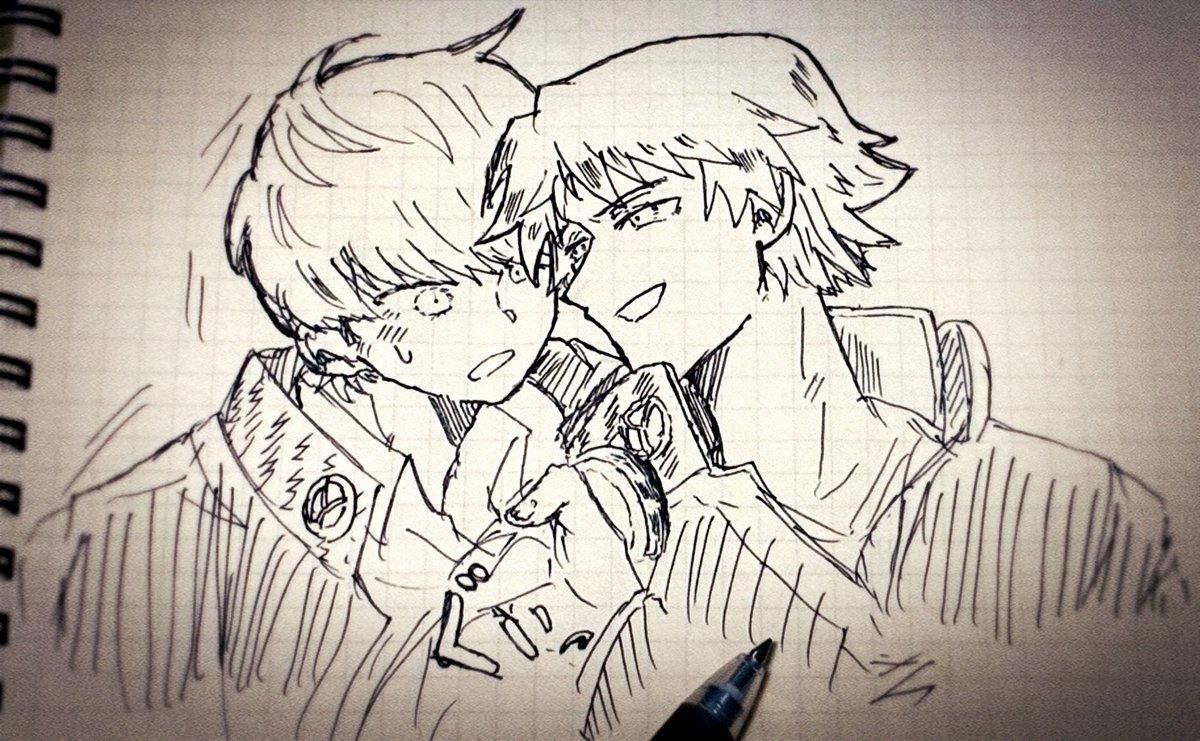 n_ptoa's tweet photo. ボールペンで落書きするのにハマっていた時期の落書きたち（CPは主花と影影主花） https://t.co/BCrySWKk8a
